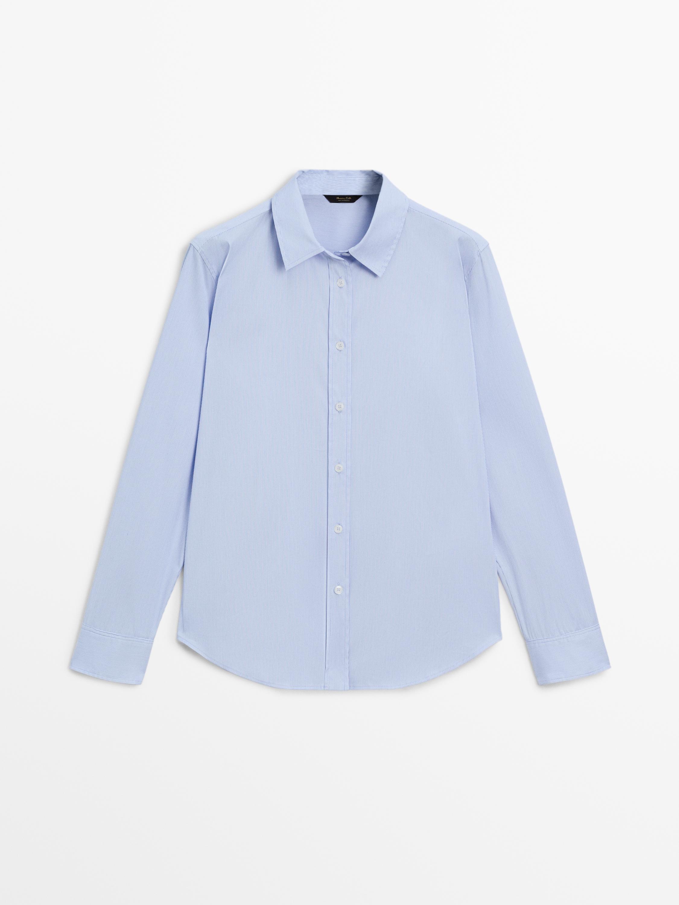 Chemise milleraies élastiquée en coton mélangé