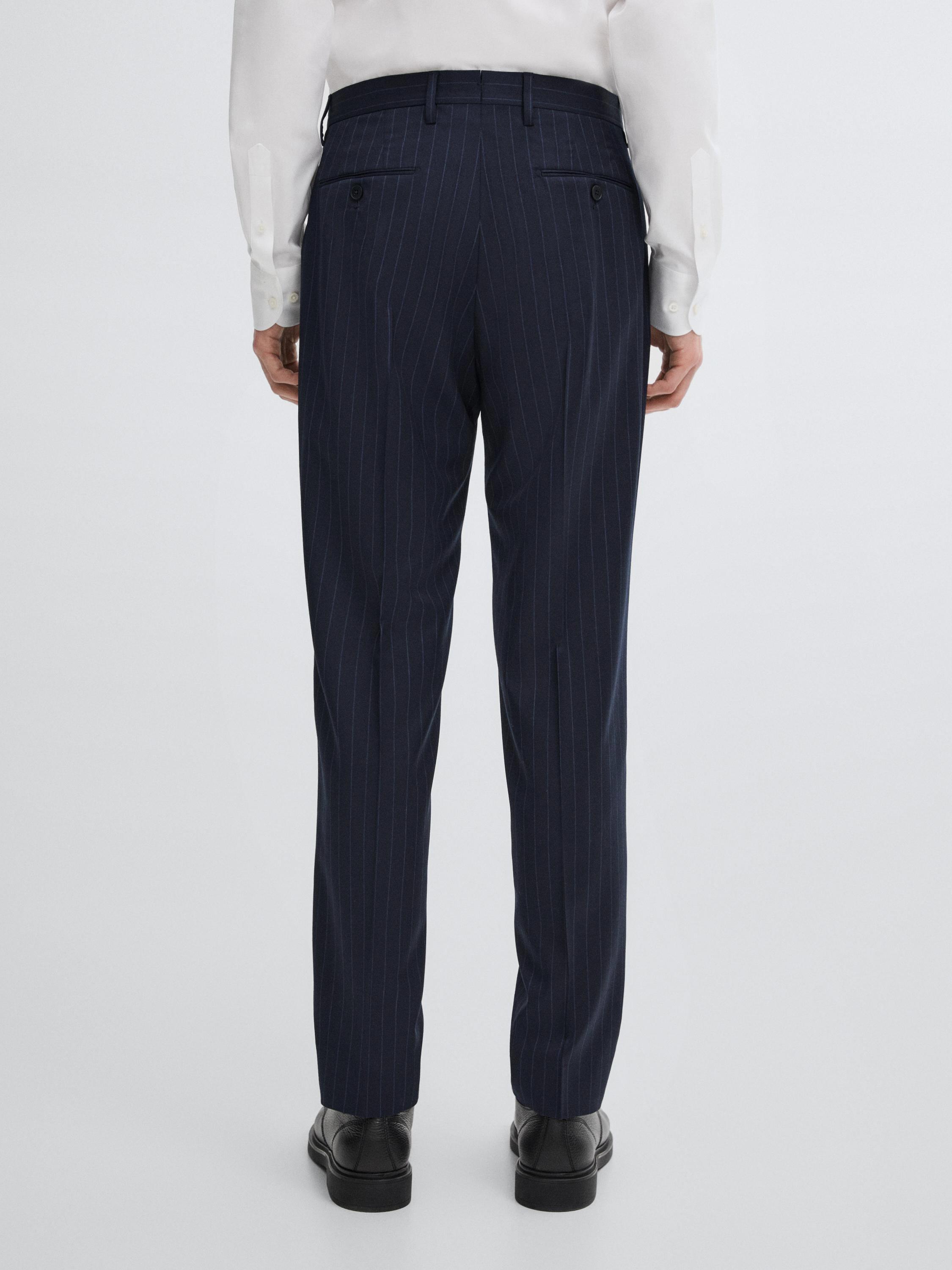 100% wool striped suit trousers
