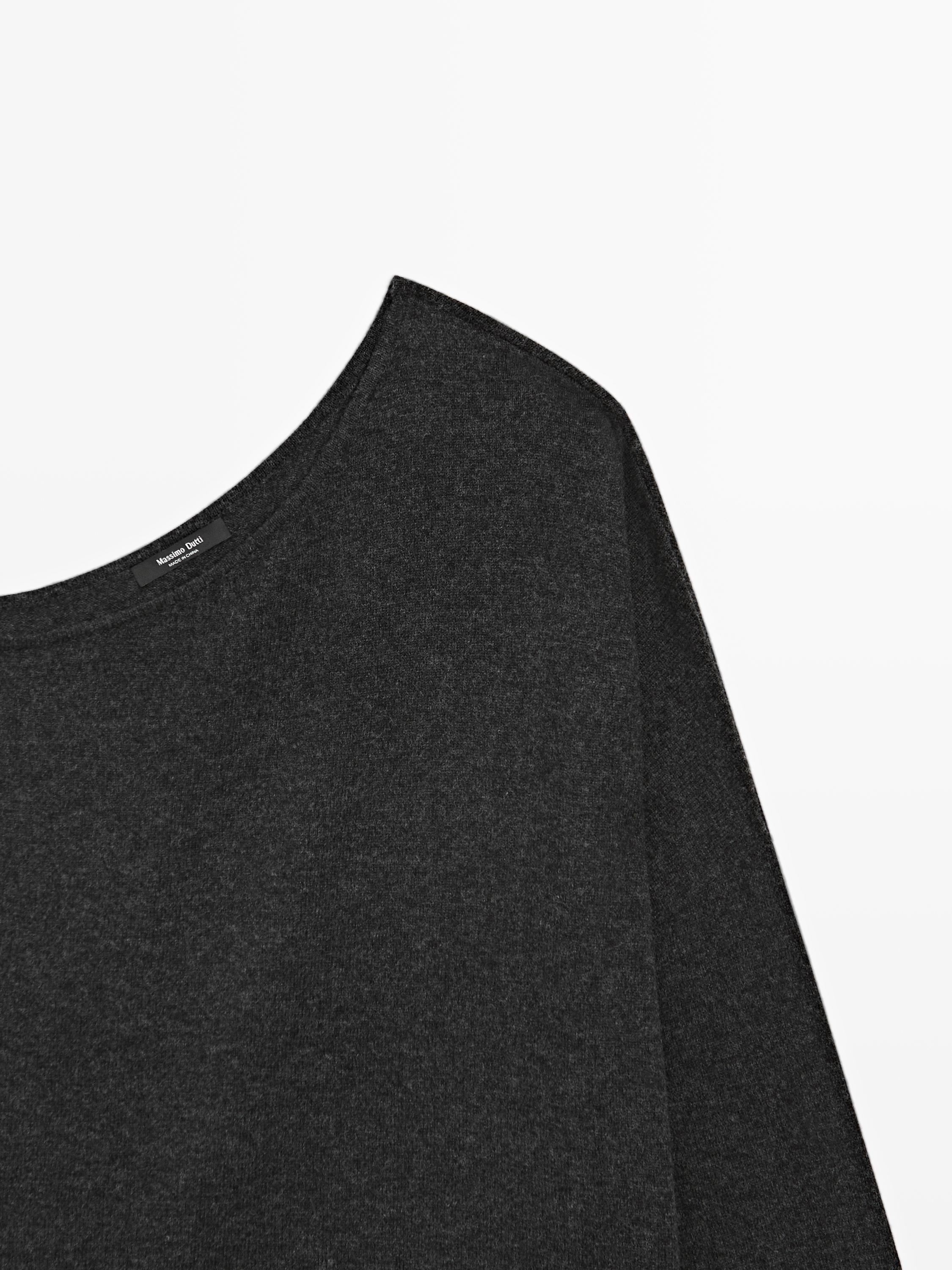 Wool blend asymmetric neck sweater
