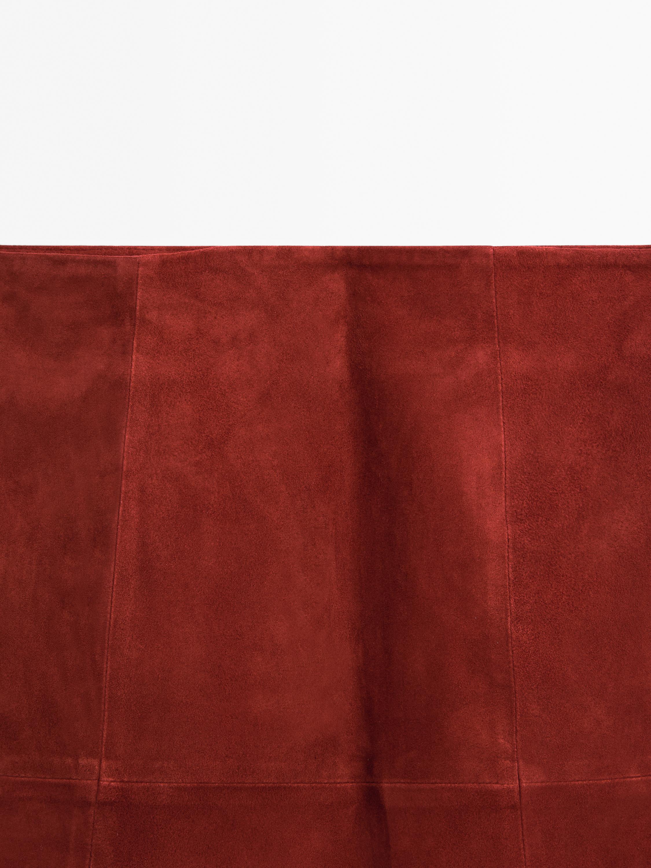 Suede leather flared midi skirt