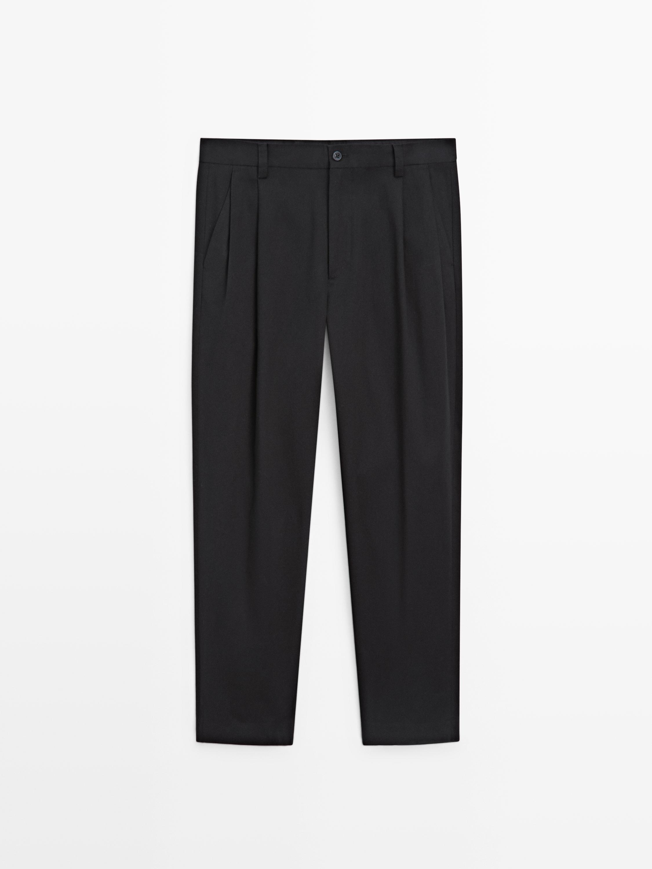 Cotton trousers with darts