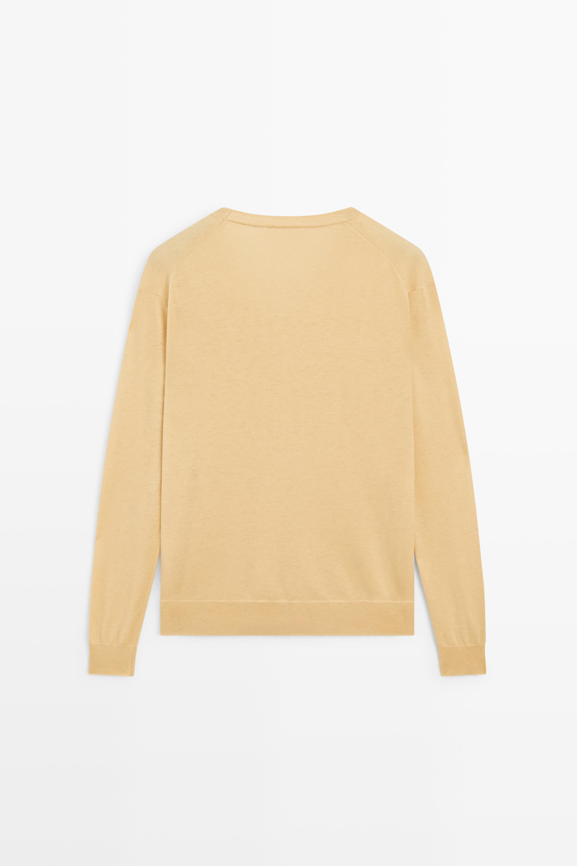 Wool blend V-neck knit sweater