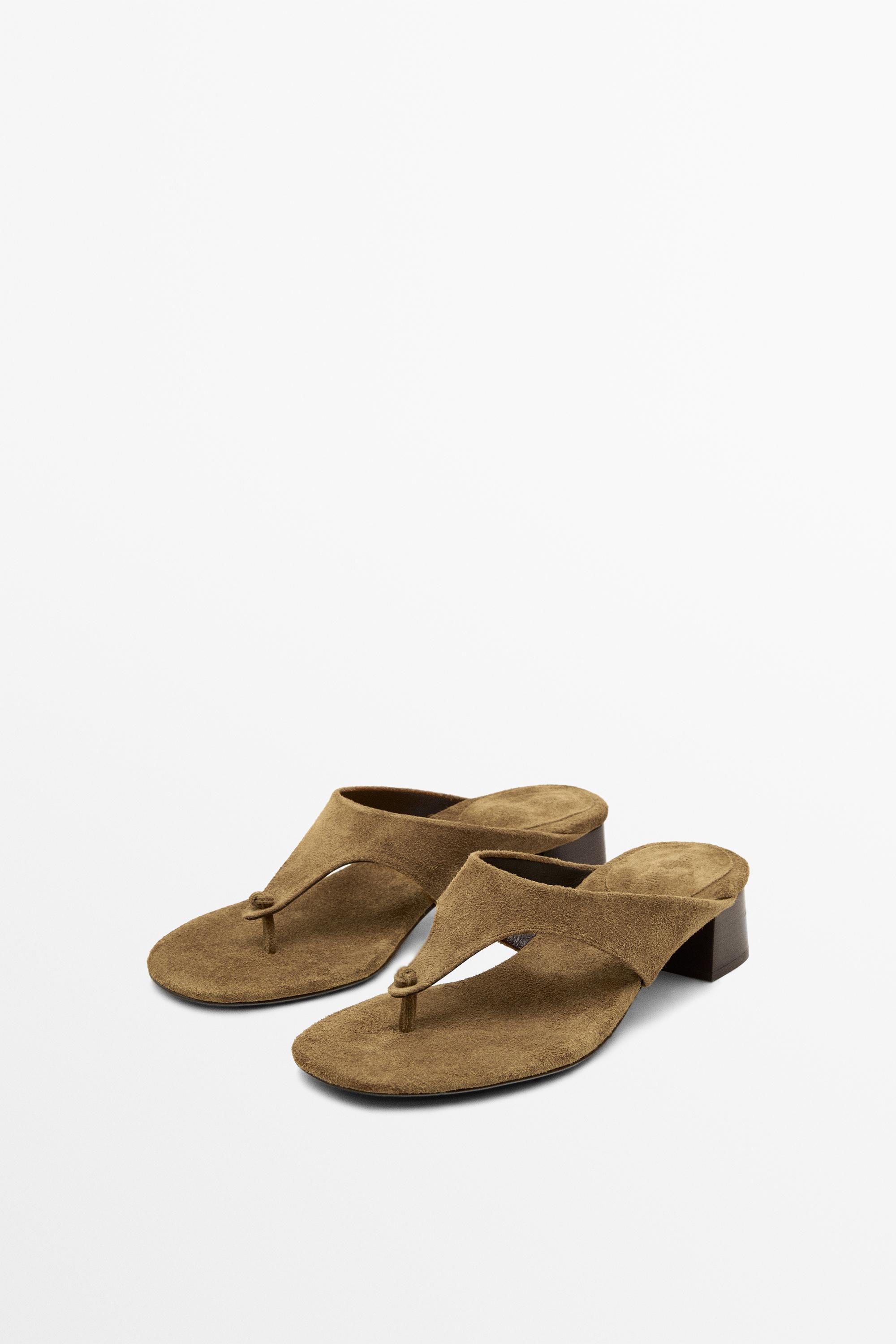 Heeled sandals with knot — CAMEL