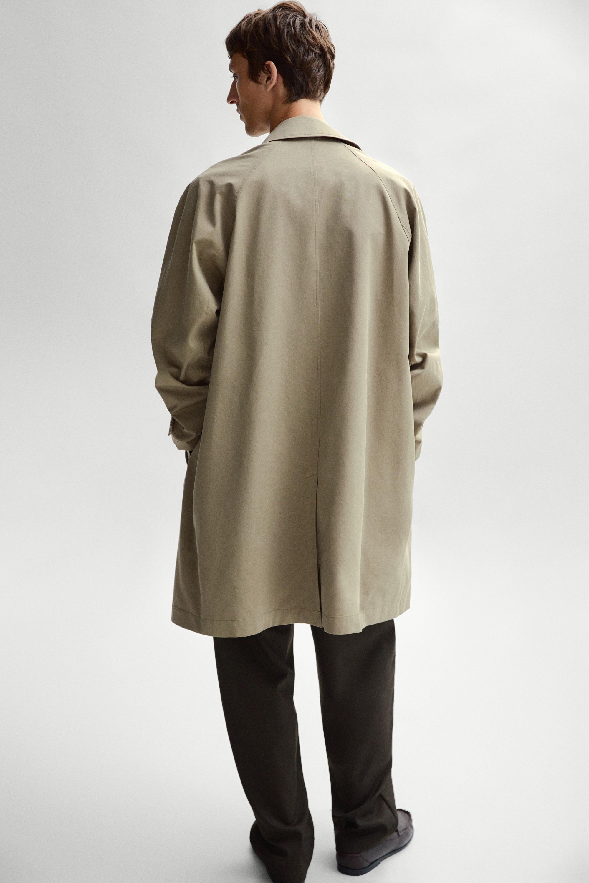Oversize long 100% cotton trench coat — MOLE BROWN