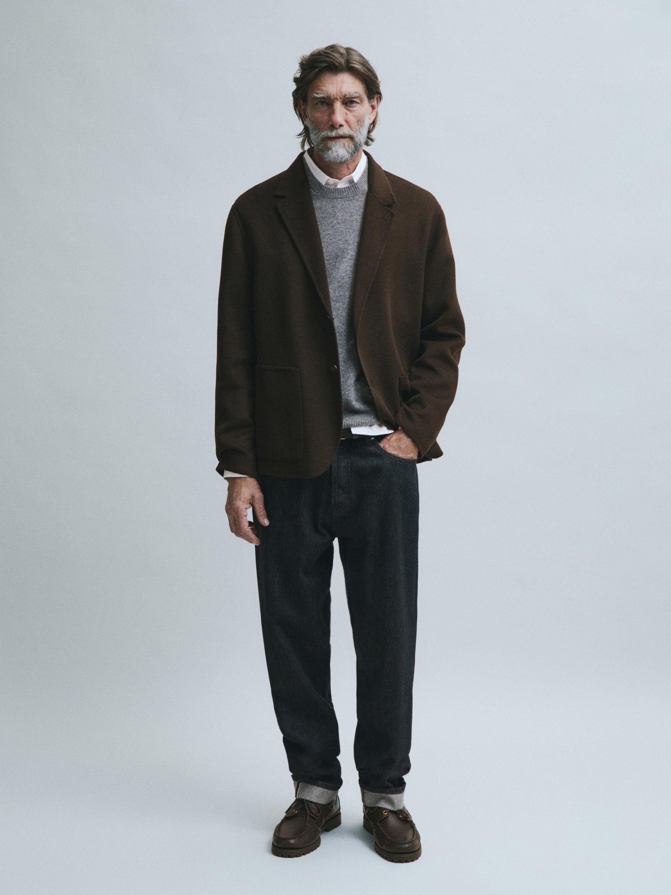 Double-layer wool blend blazer — Chocolate