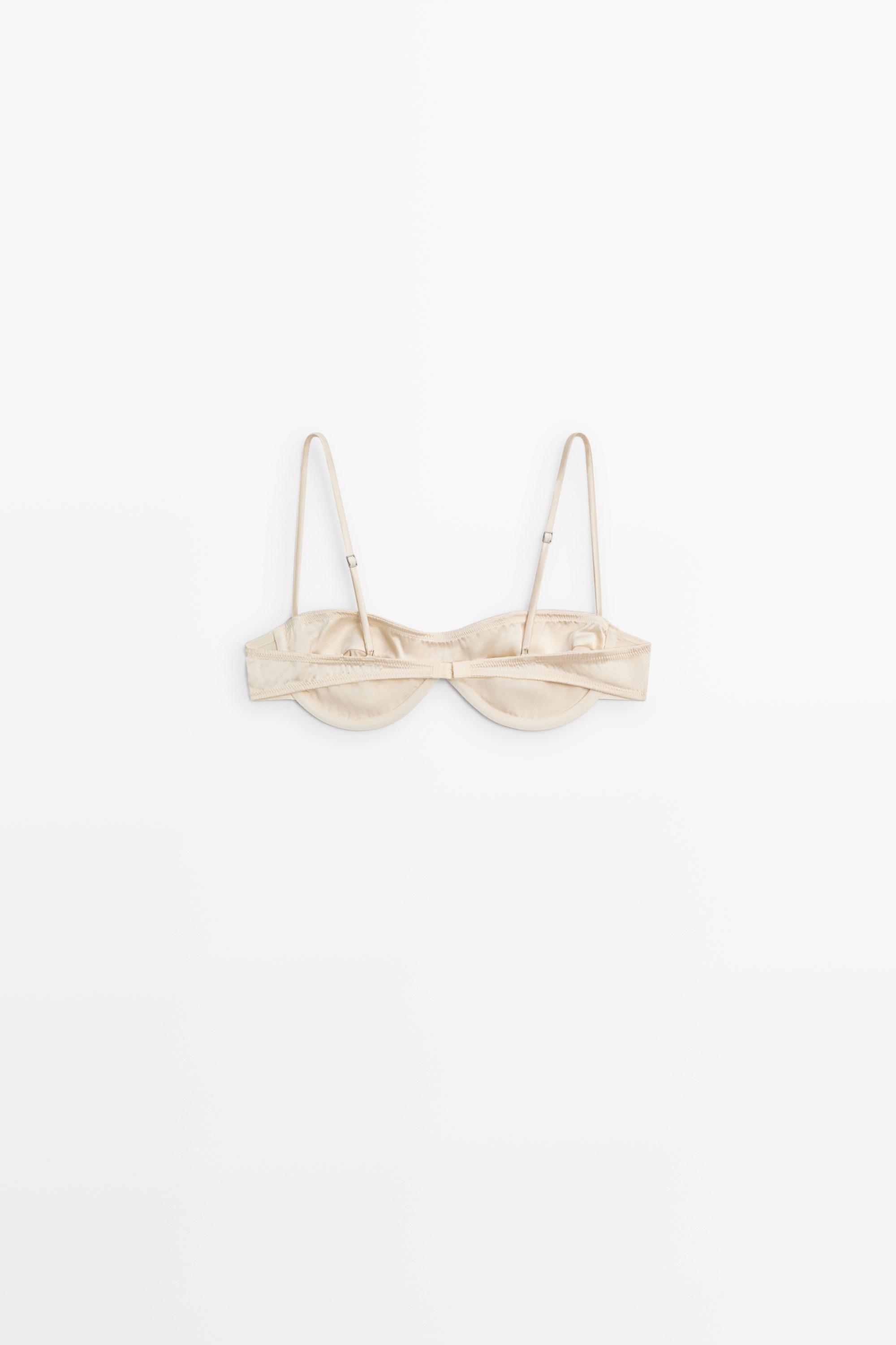 Bandeau top with underwire and seam detail — CREAM