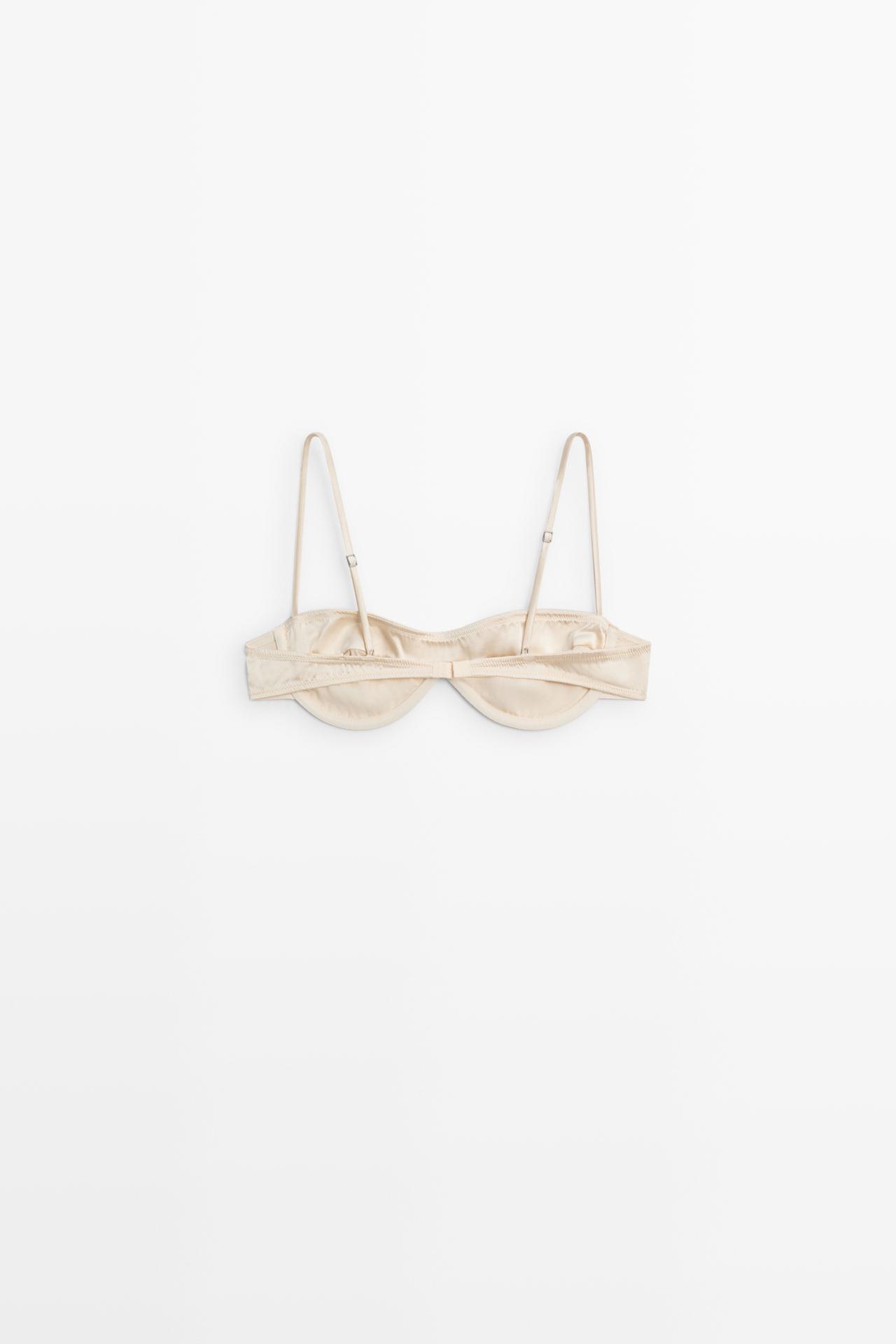 Bandeau top with underwire and seam detail — CREAM