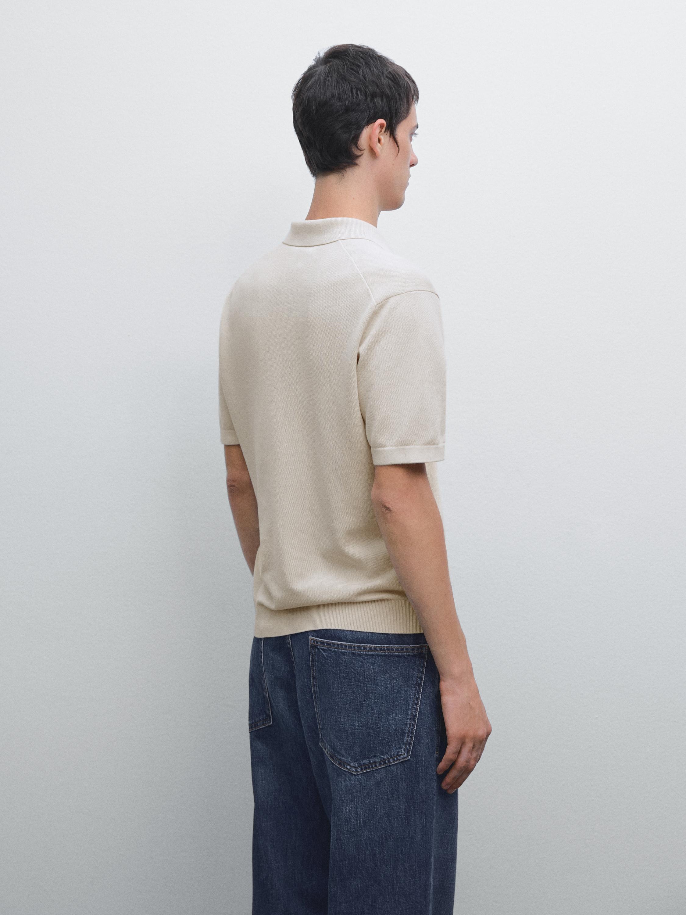 Knit V-neck polo shirt