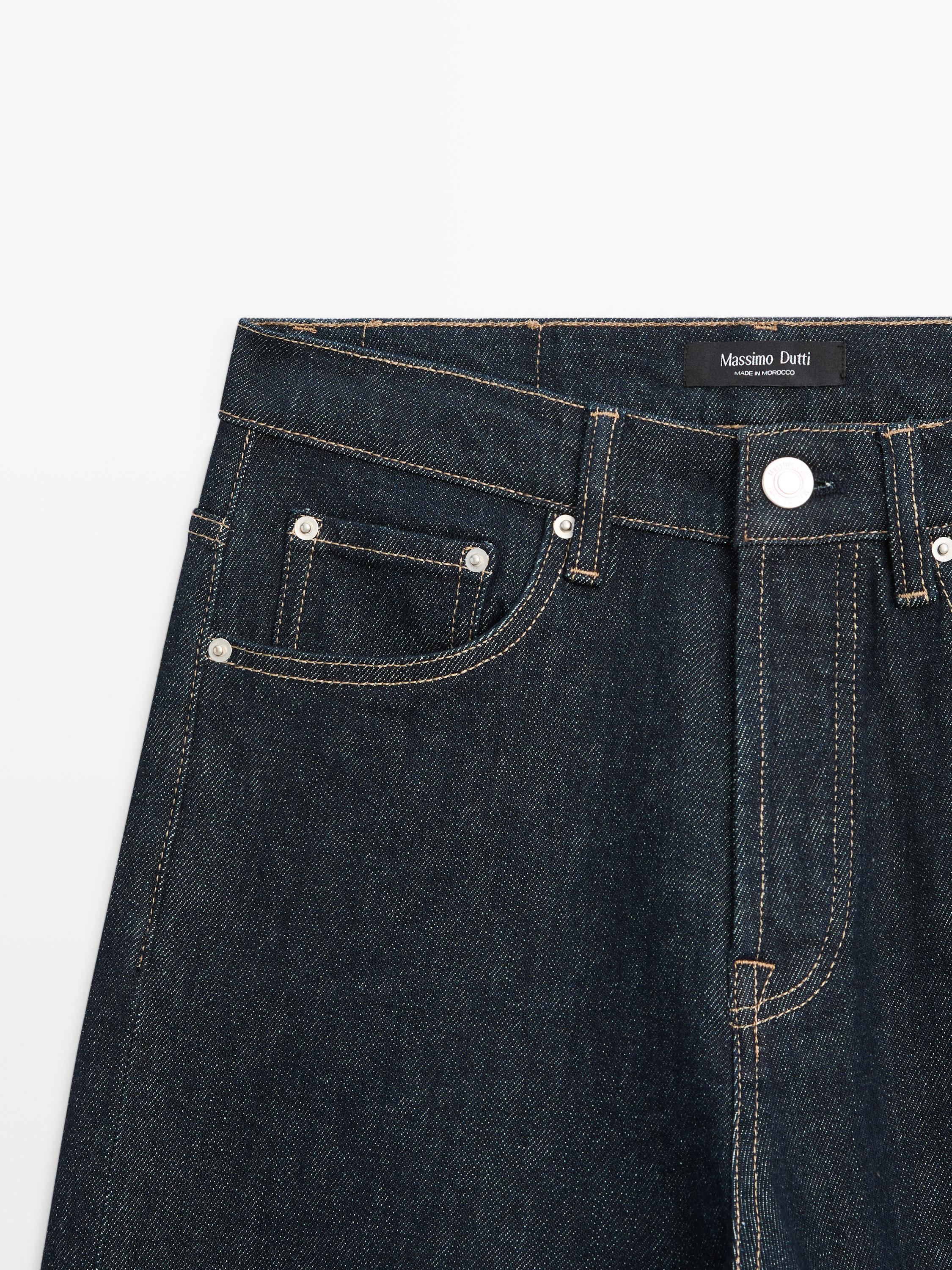 Straight-leg high-waist jeans