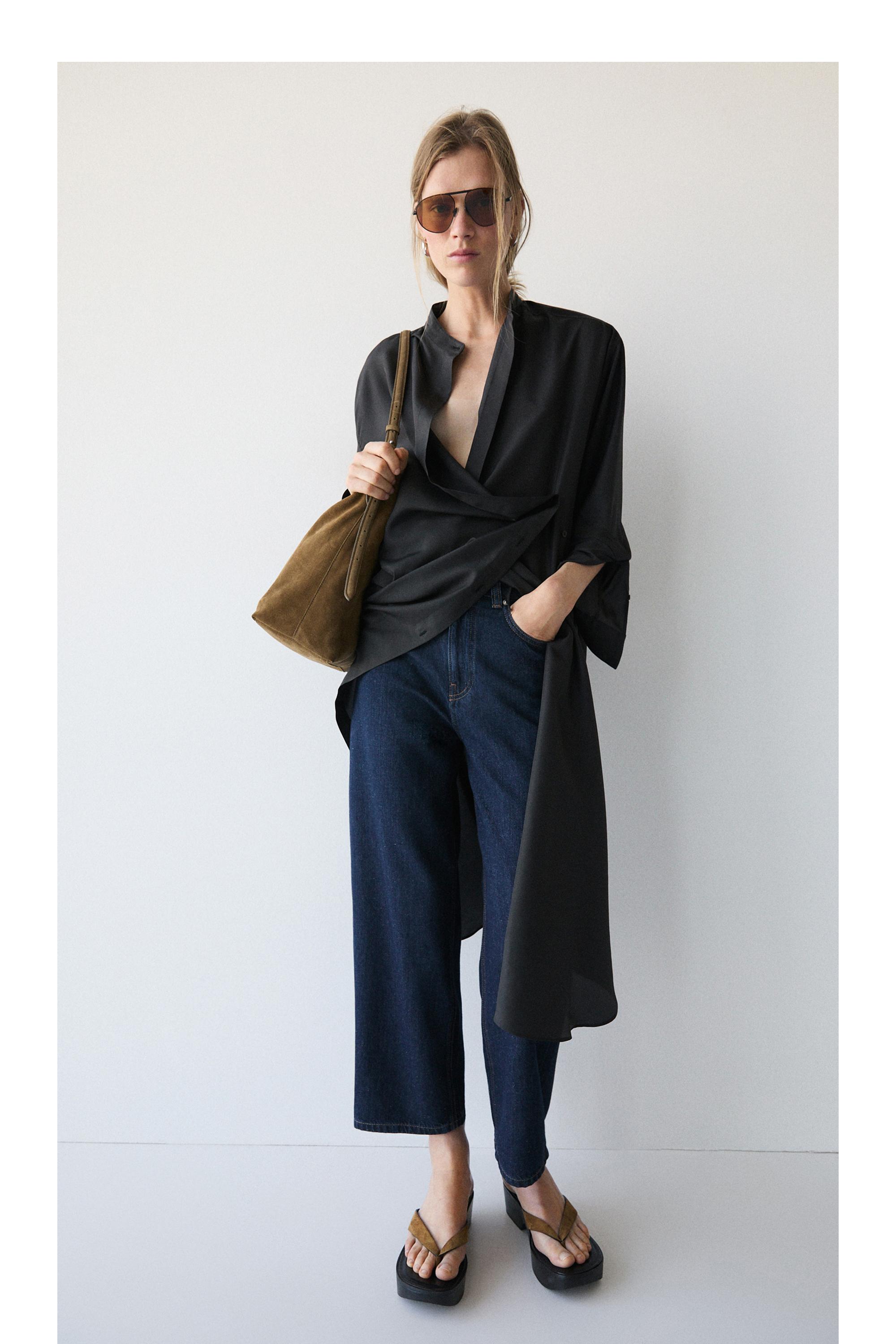 Mid-rise wide-leg cropped jeans — DARK BLUE