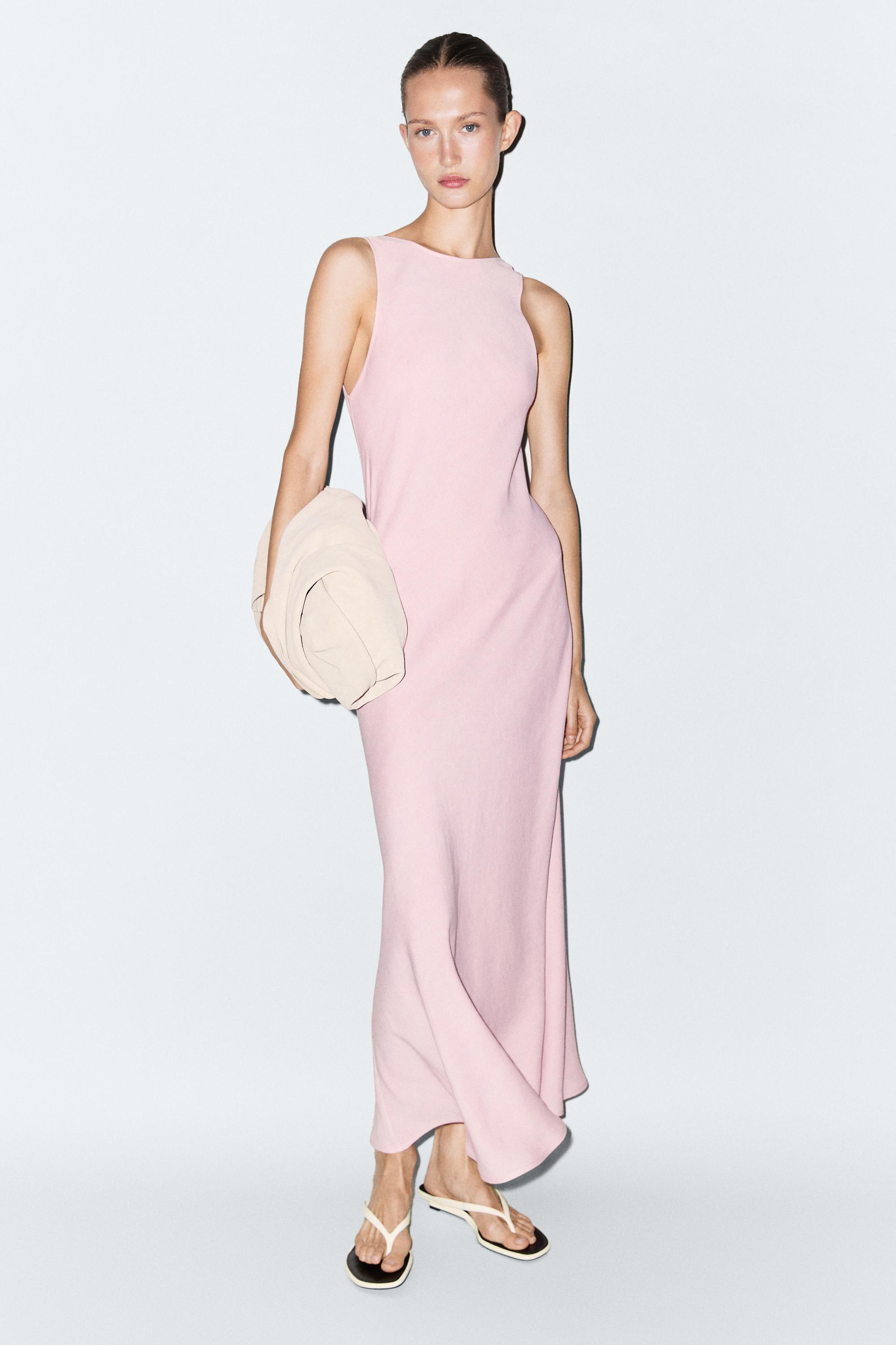 Flowing linen-blend midi dress