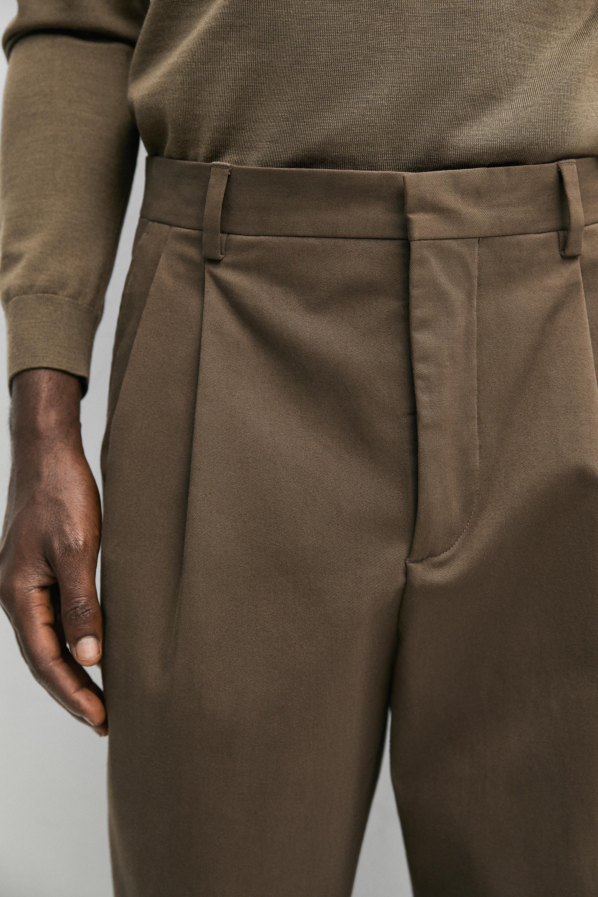 Cotton blend darted pants — MEDIUM CAMEL