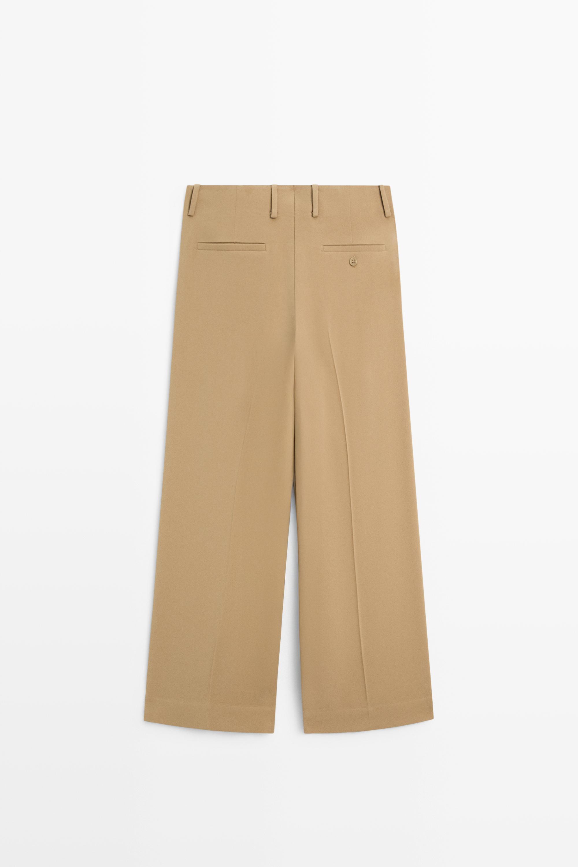 Flowing wide-leg darted pants - STUDIO — Caramel