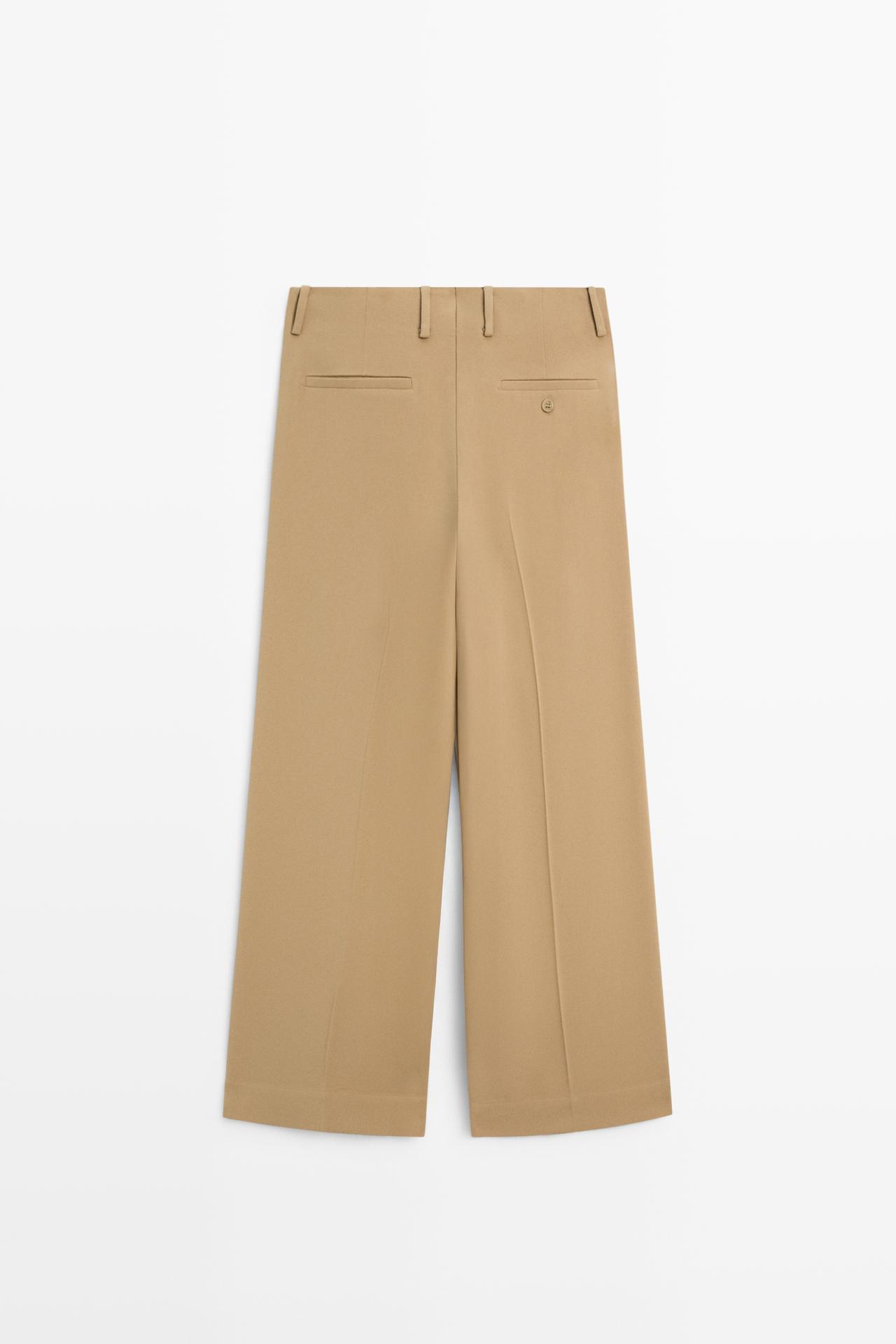 Flowing wide-leg darted pants - STUDIO — Caramel