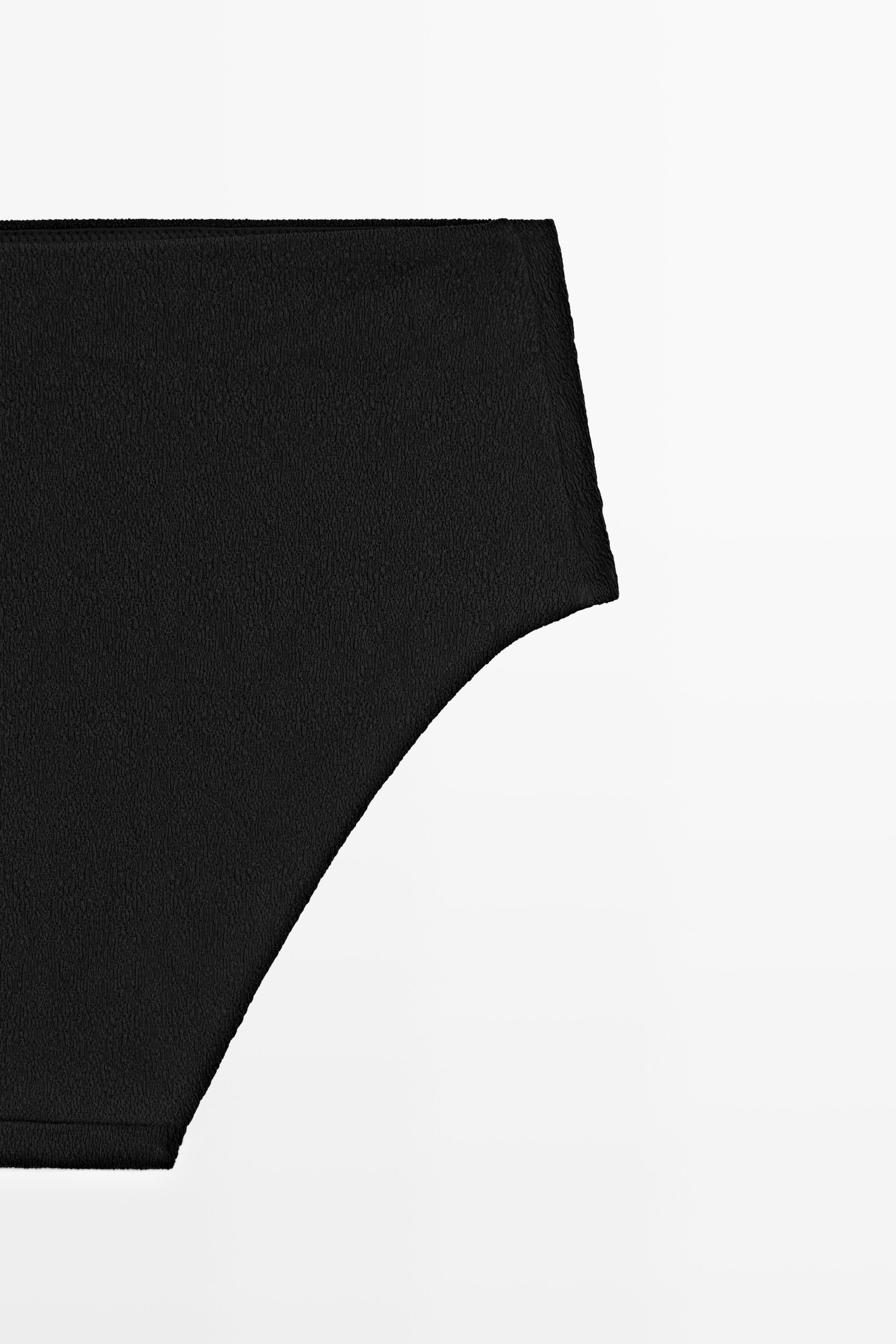 Textured high-waist bikini briefs — BLACK