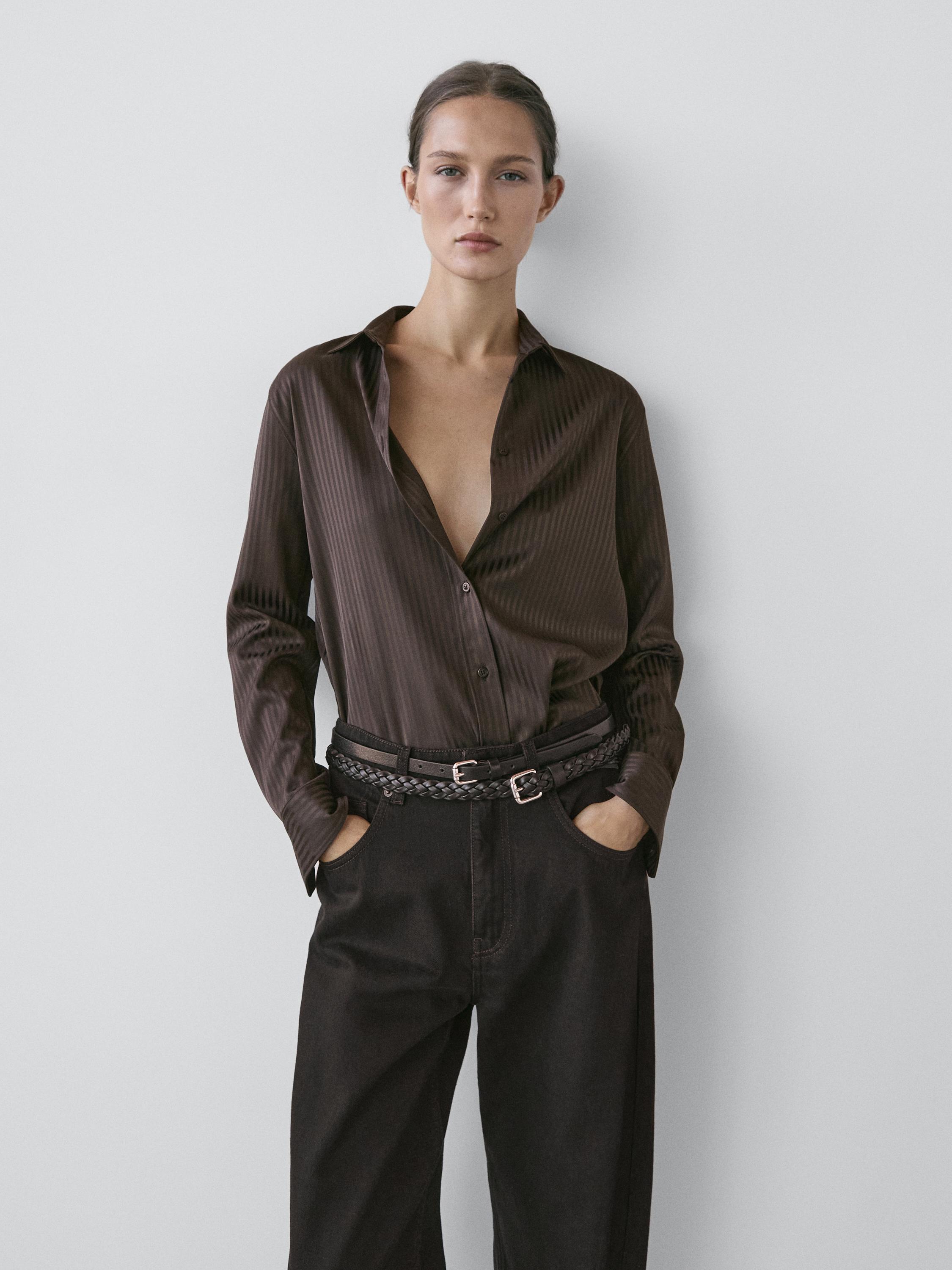 Striped flowing shirt — BROWN