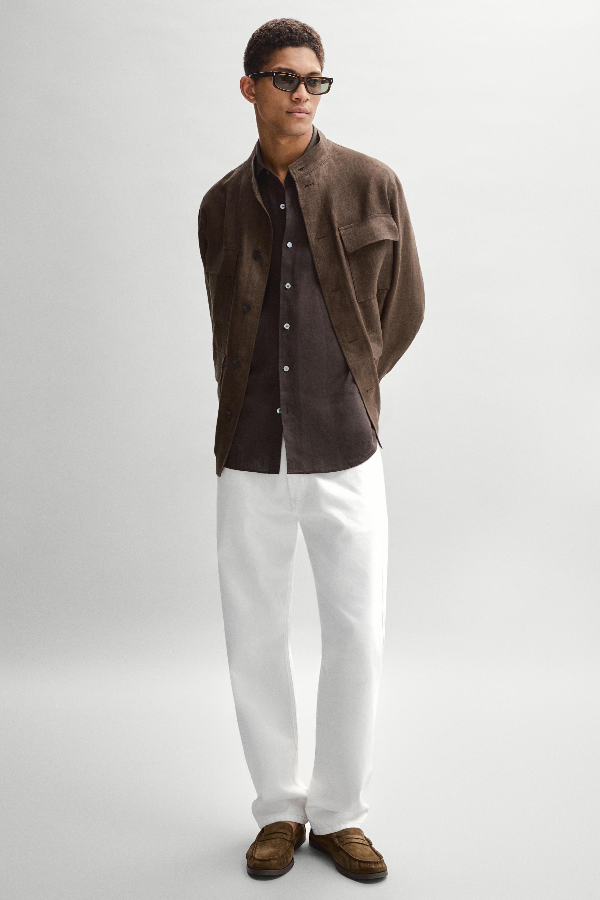 Total look faded linen overshirt — OCHRE
