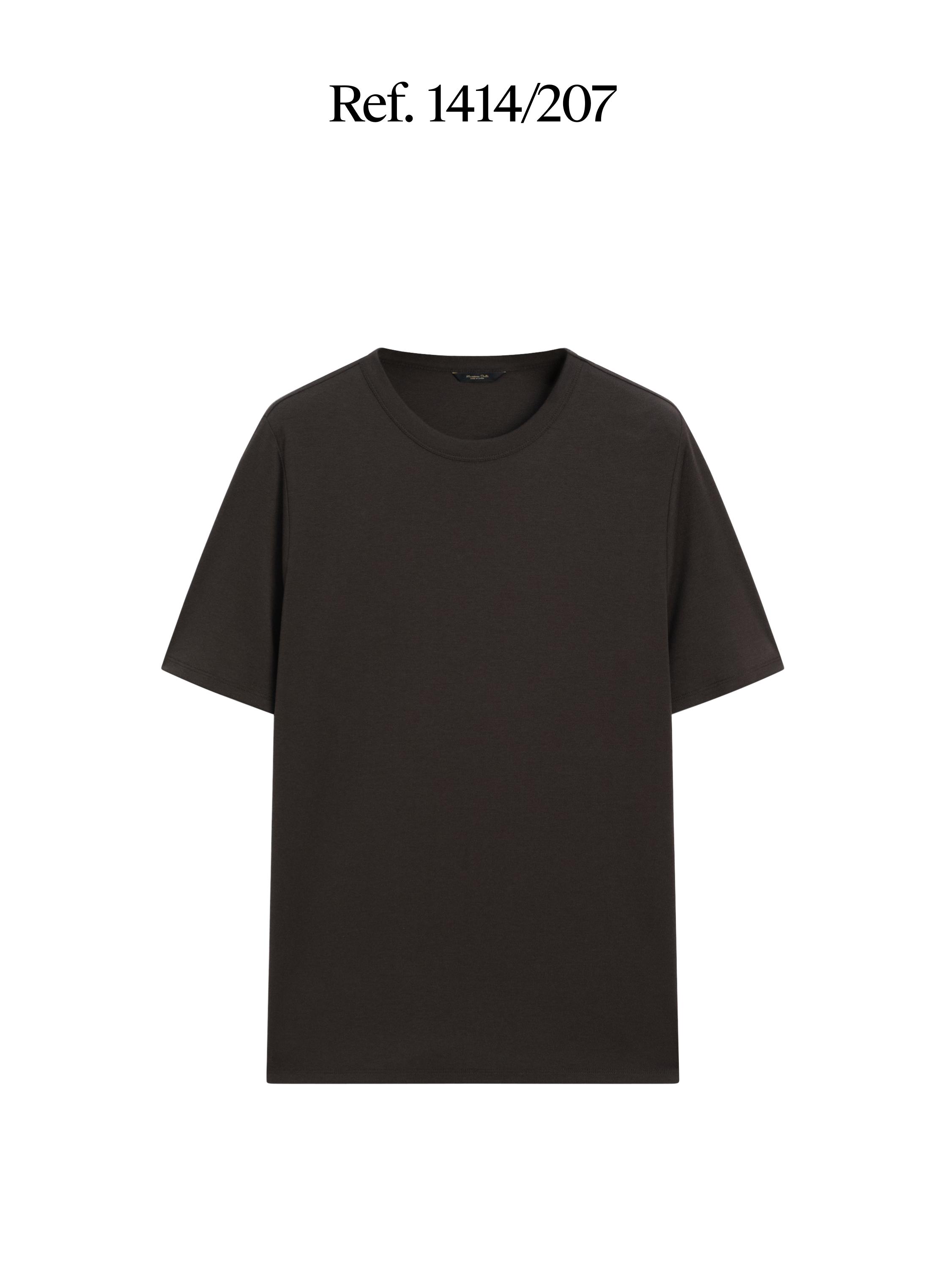 Short sleeve cotton and silk T-shirt — CHARCOAL GREY