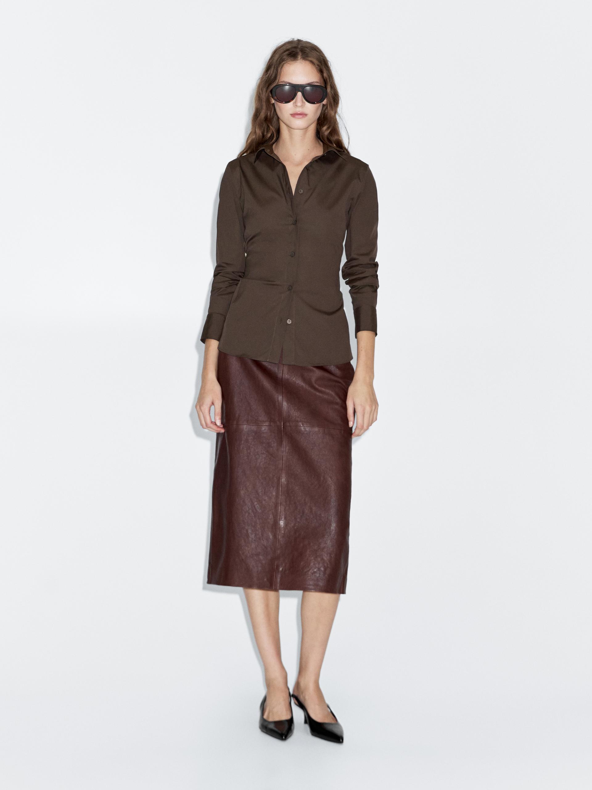 Camicia Stretch Misto Cotone - Marrone - 44 (It 48) - Massimo Dutti - Femminile