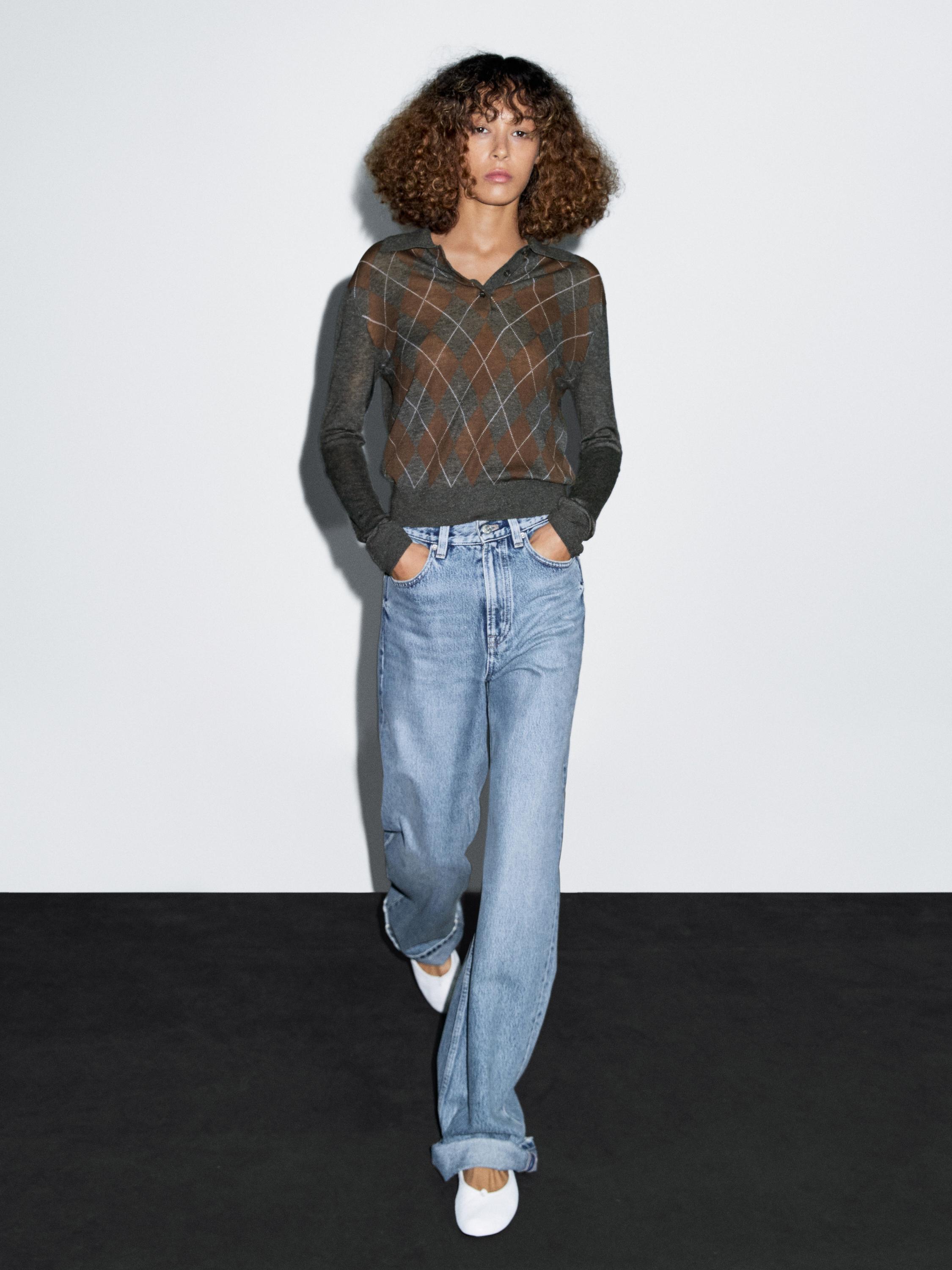 Polo sweater with diamond detail