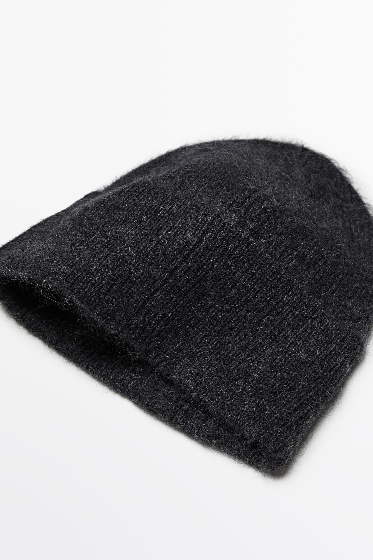 100% cashmere knit beanie — ANTHRACITE GREY