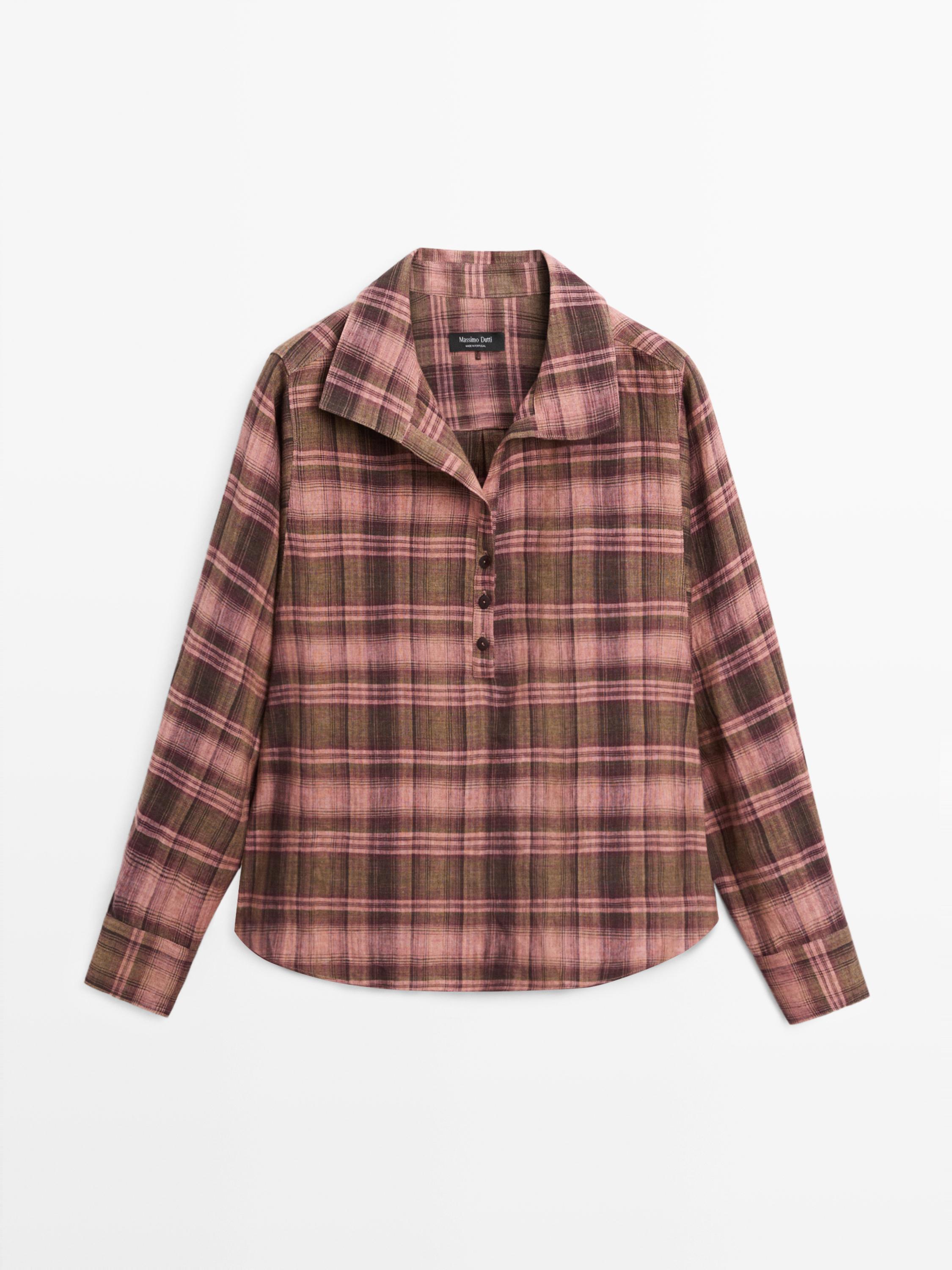 Camicia morbida a quadri 100% lino