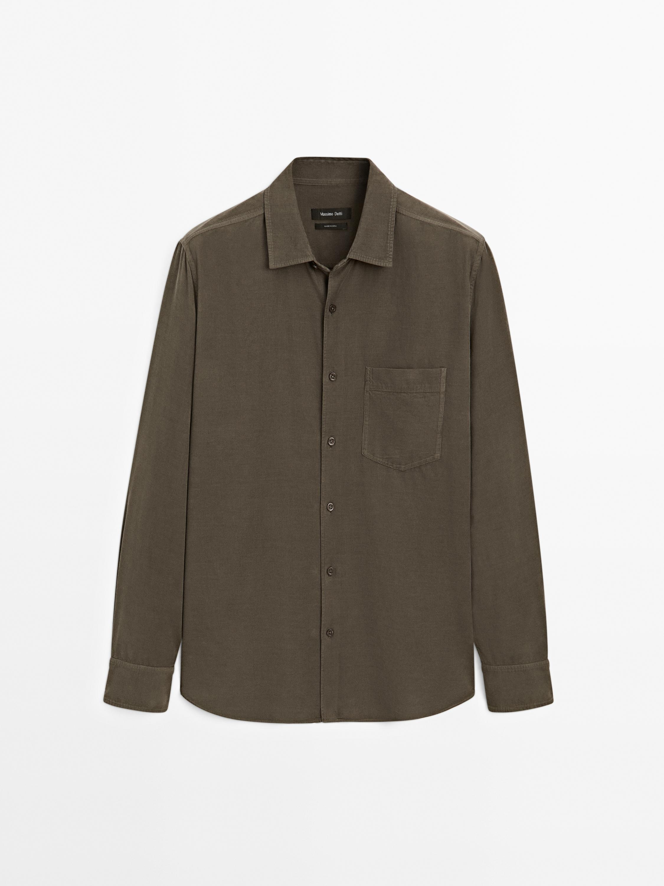 Regular fit needlecord shirt