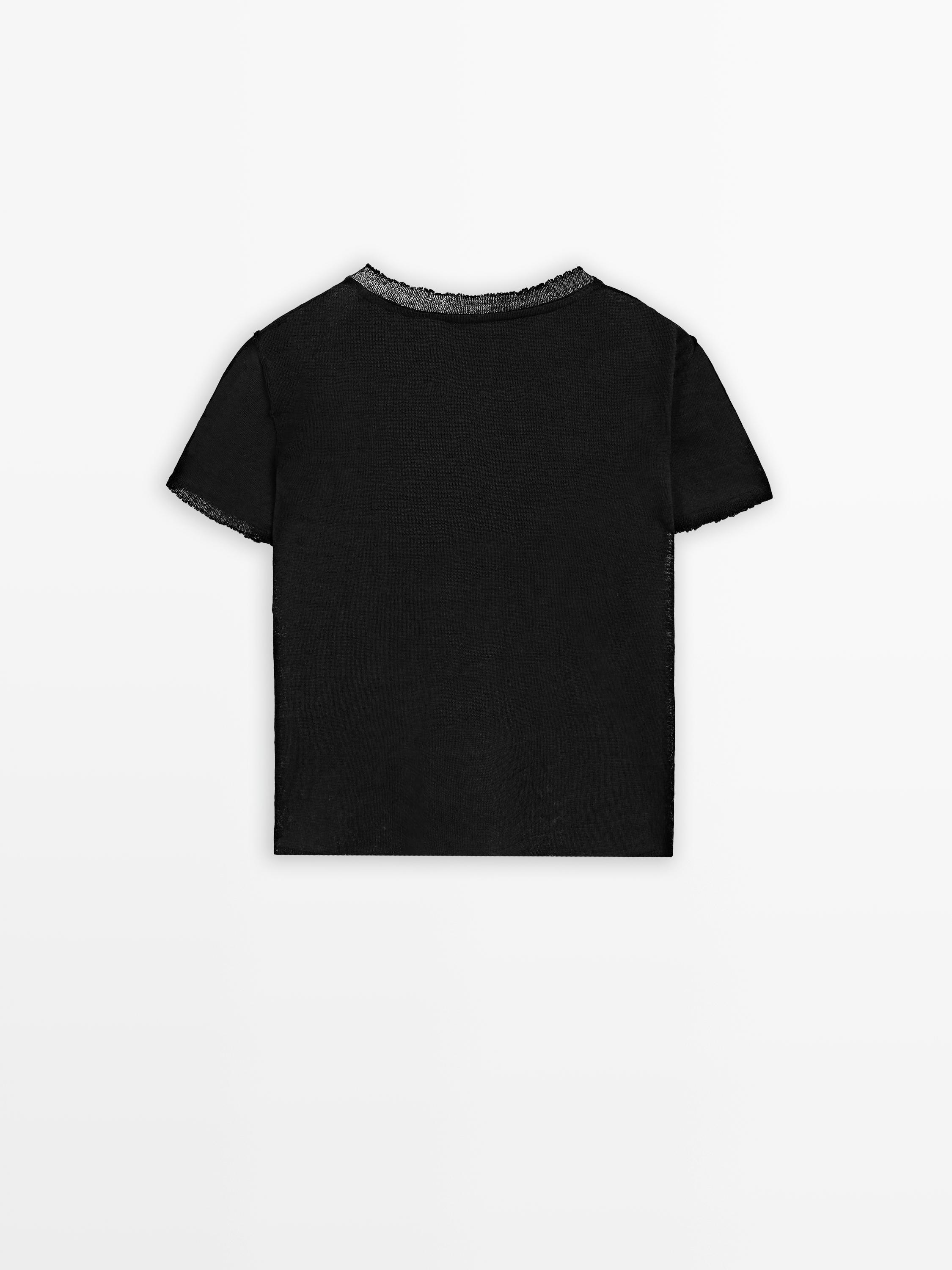 Cutwork linen blend T-shirt
