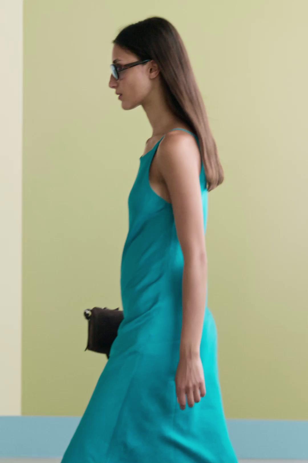 Flowing satin midi dress
