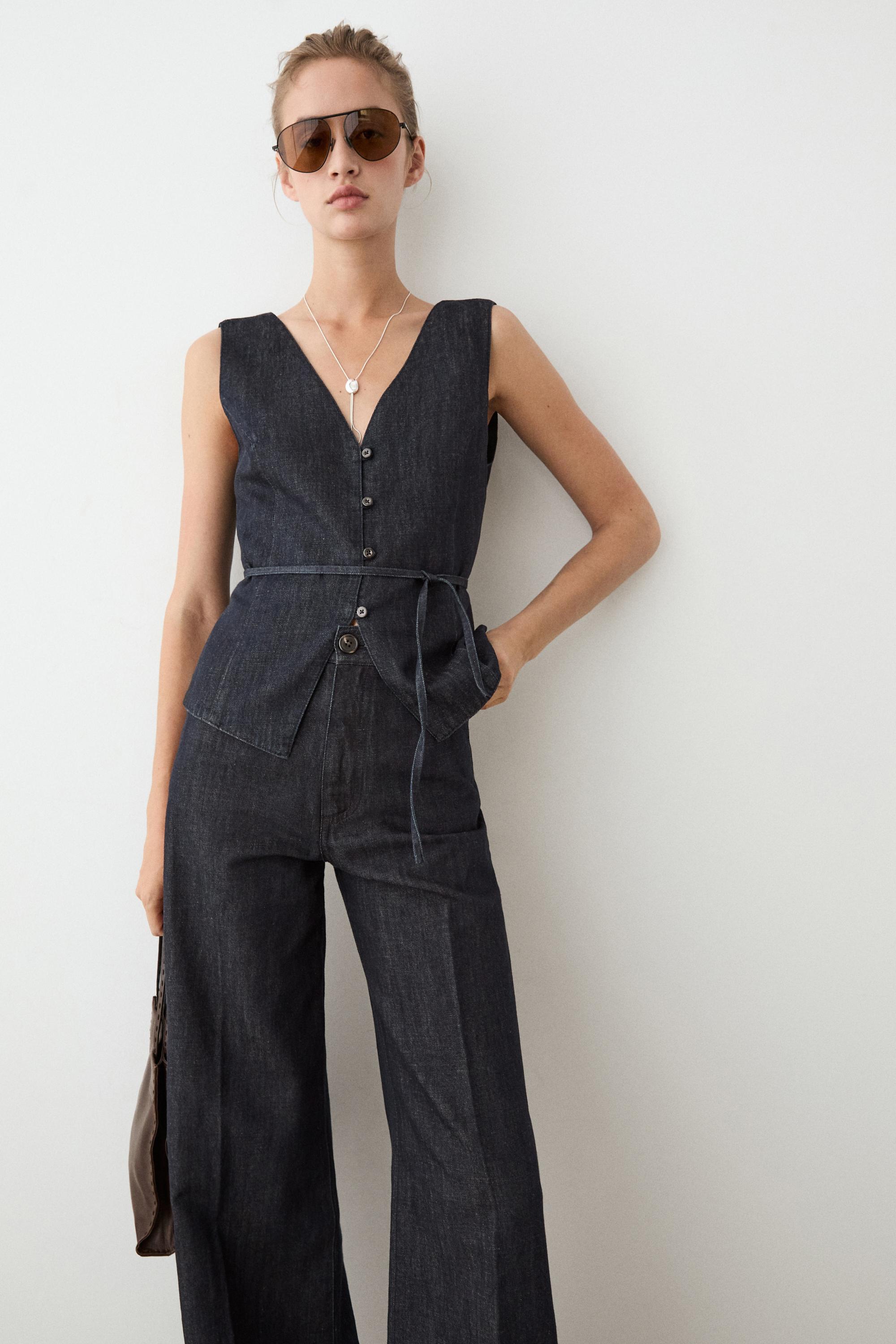 Total look denim vest — DARK BLUE
