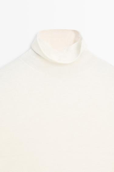 Wool blend turtleneck knit sweater — CREAM 9