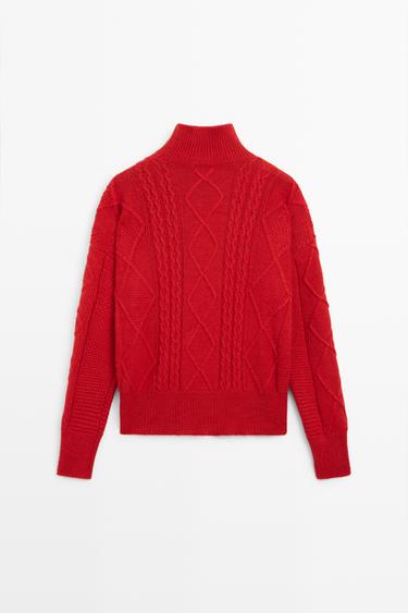 Wool blend cable-knit sweater — RED 6