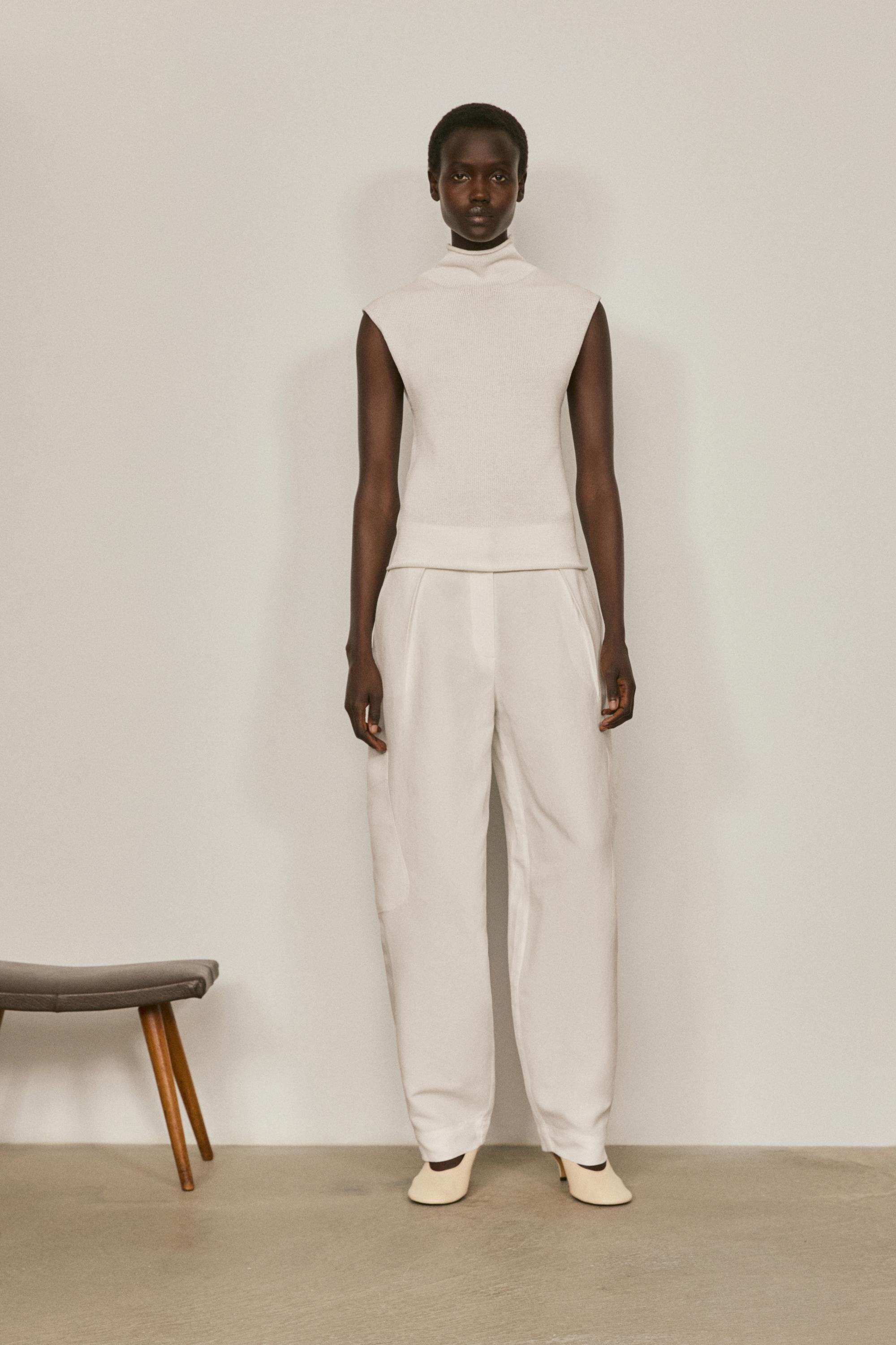 Knit cotton and silk mock turtleneck top - LIMITED EDITION — CREAM