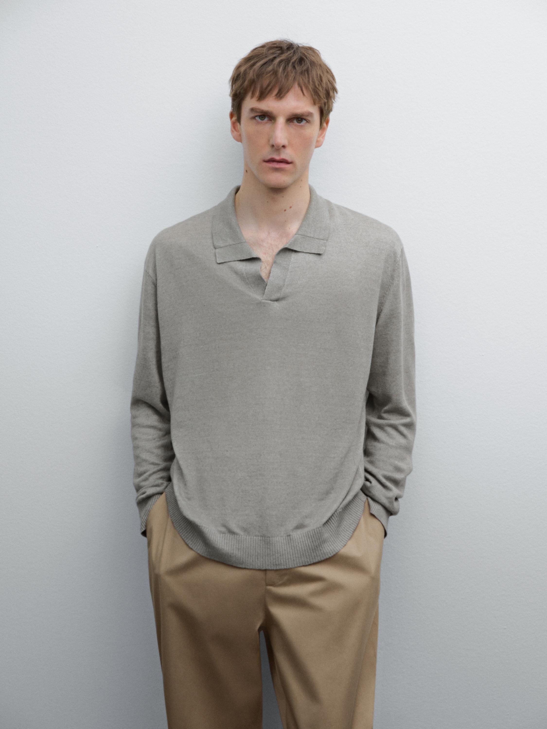 Polo knit jumper 100% linen