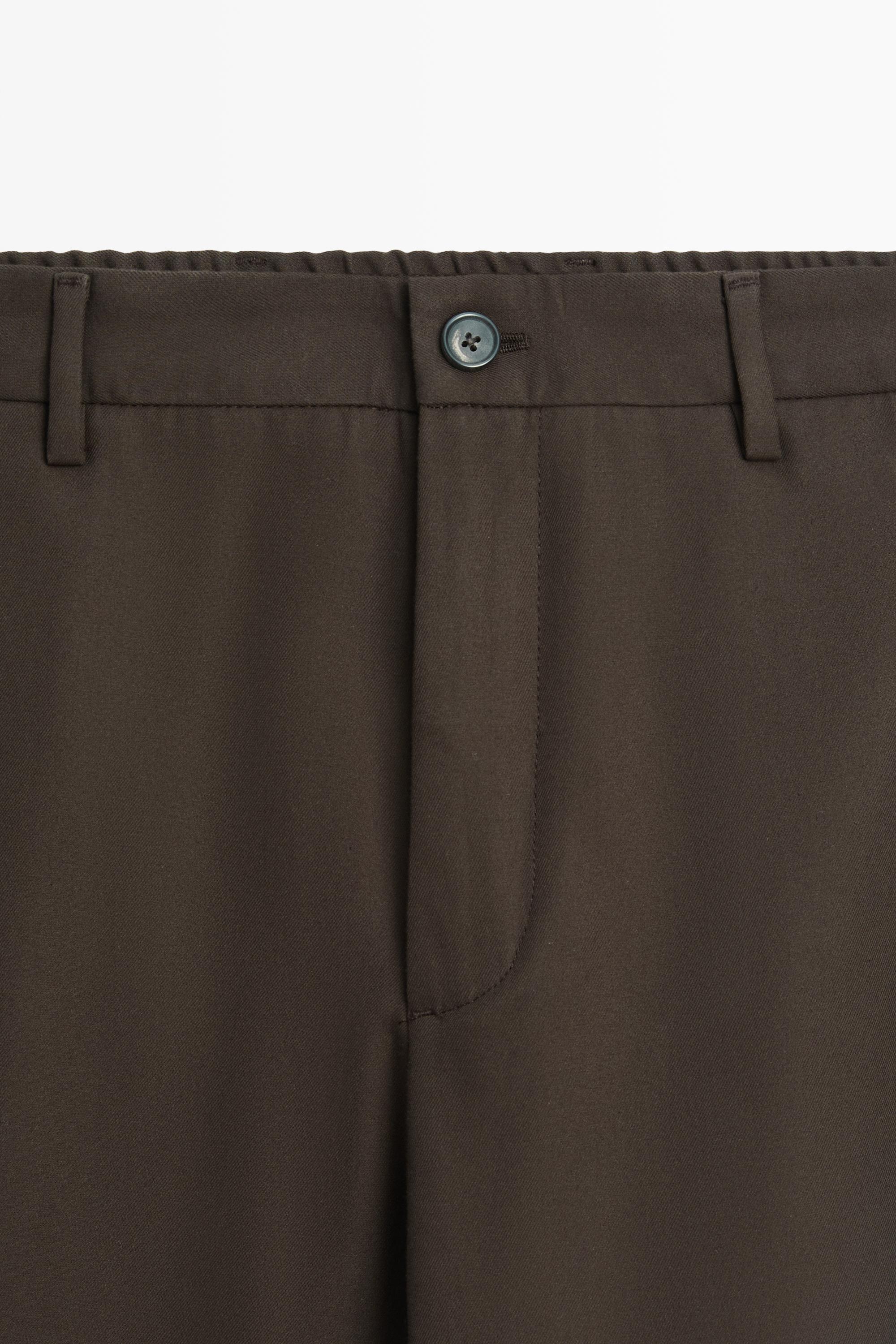 100% cotton pants with elasticated waistband — BROWN