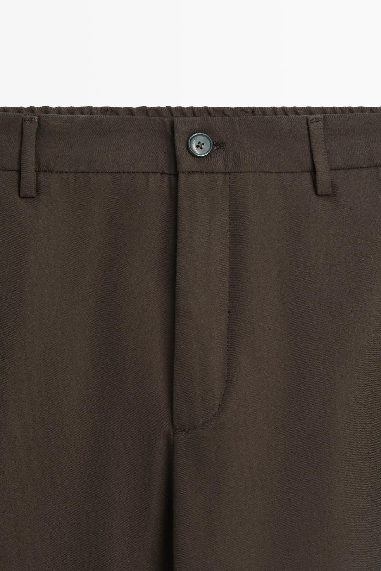 100% cotton pants with elasticated waistband — BROWN