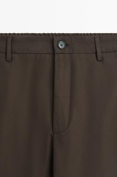 100% cotton pants with elasticated waistband — BROWN 9