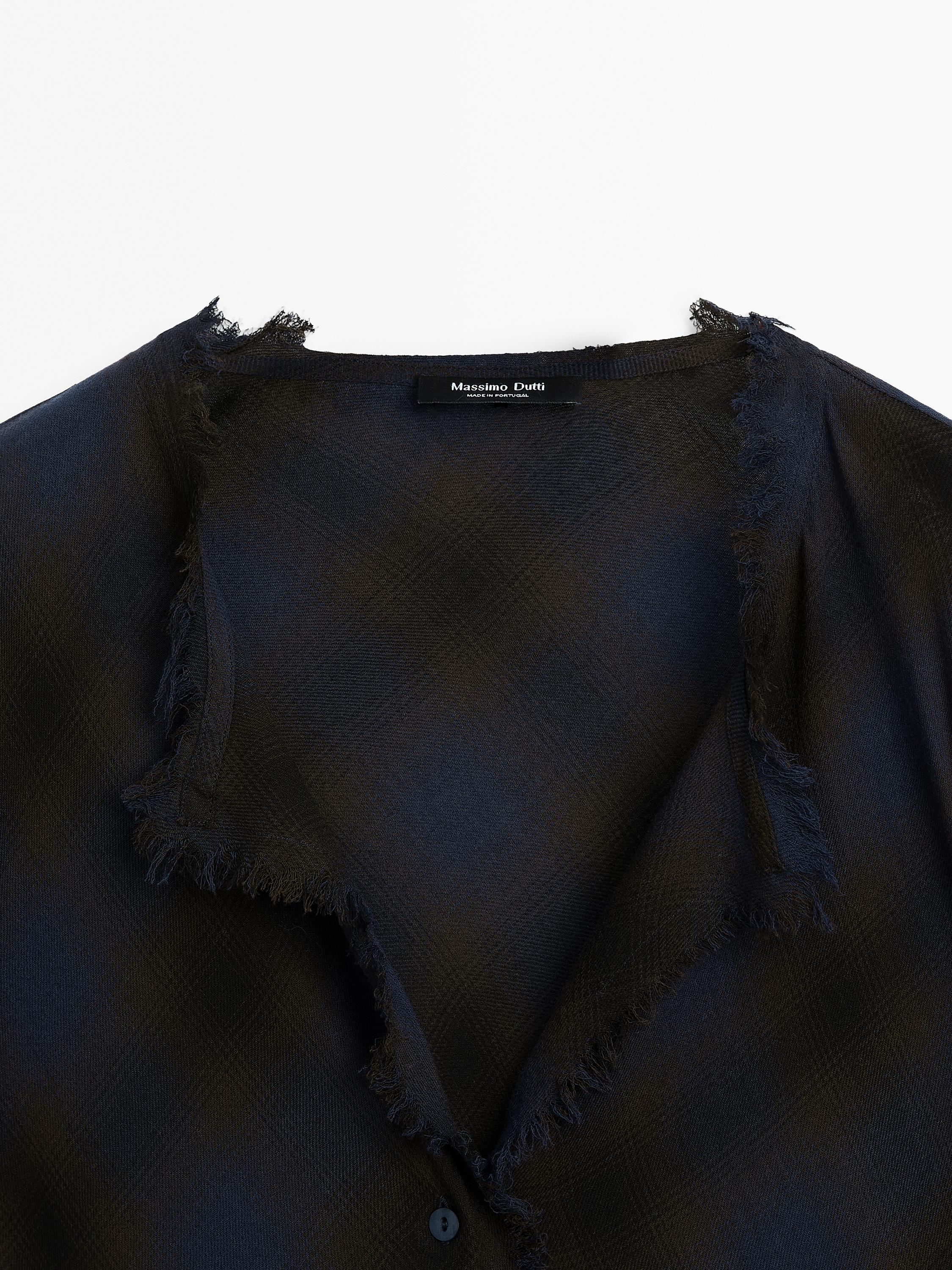 Check shirt with frayed edge detail