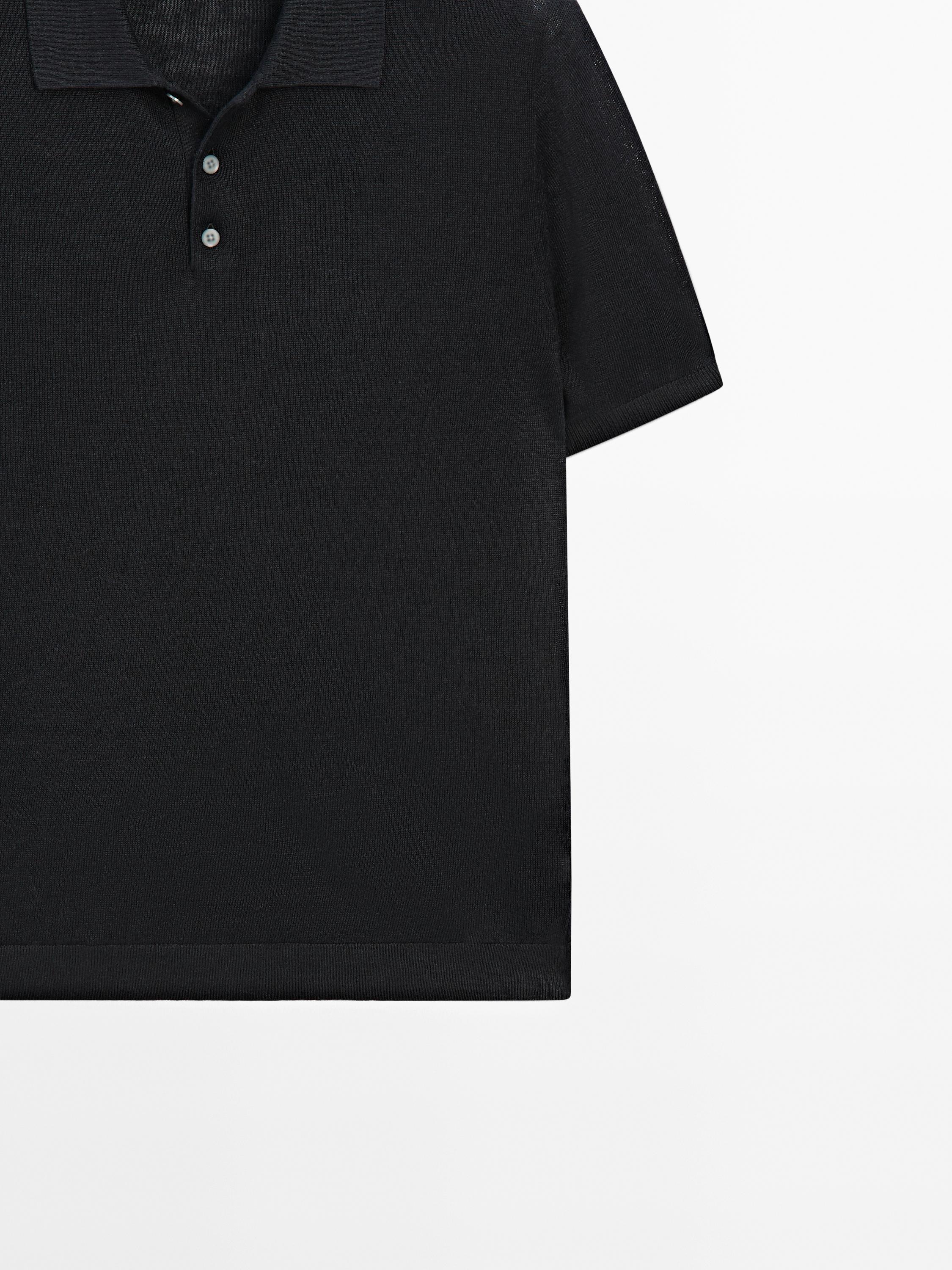 100% linen knit polo shirt