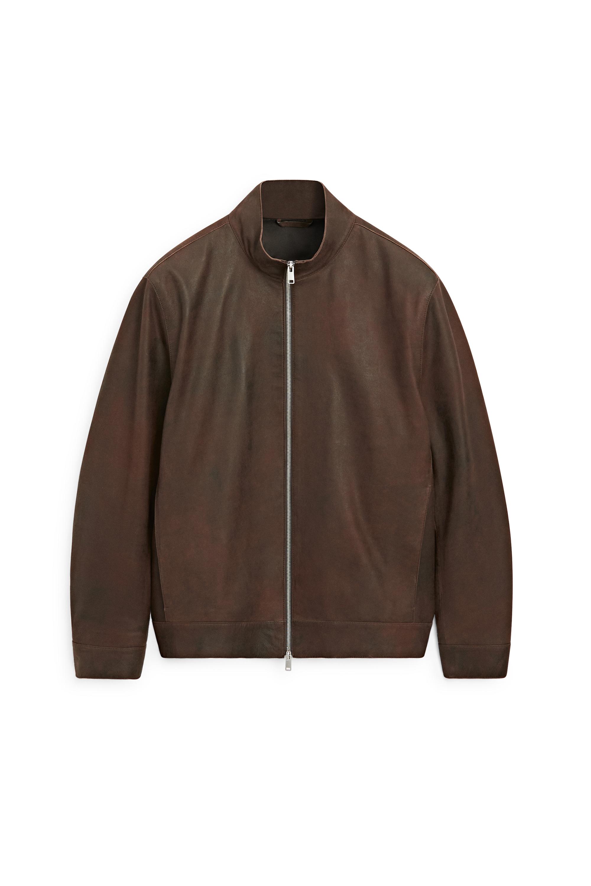 Napped suede leather jacket — BROWN