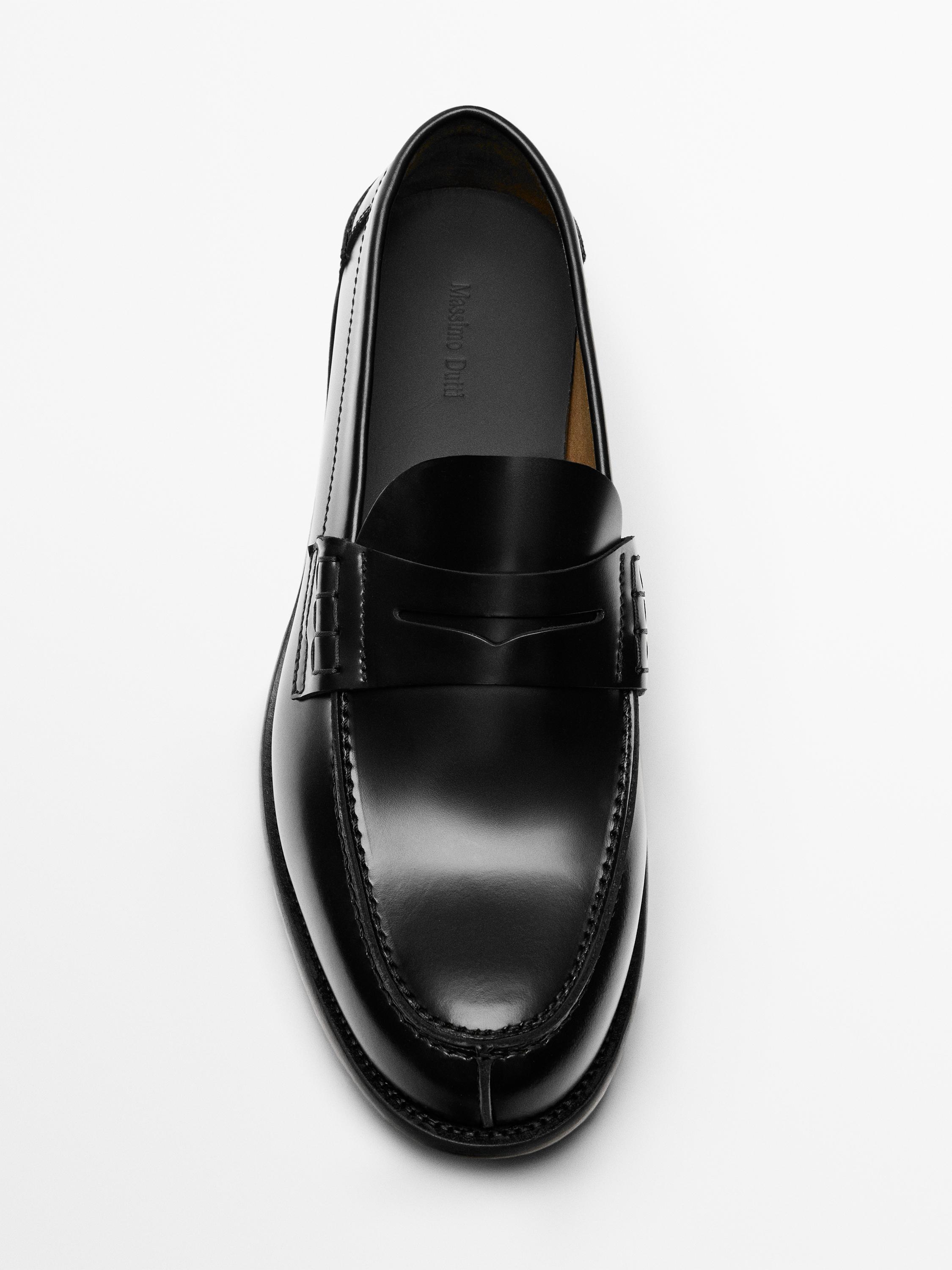 Leather loafers with penny strap