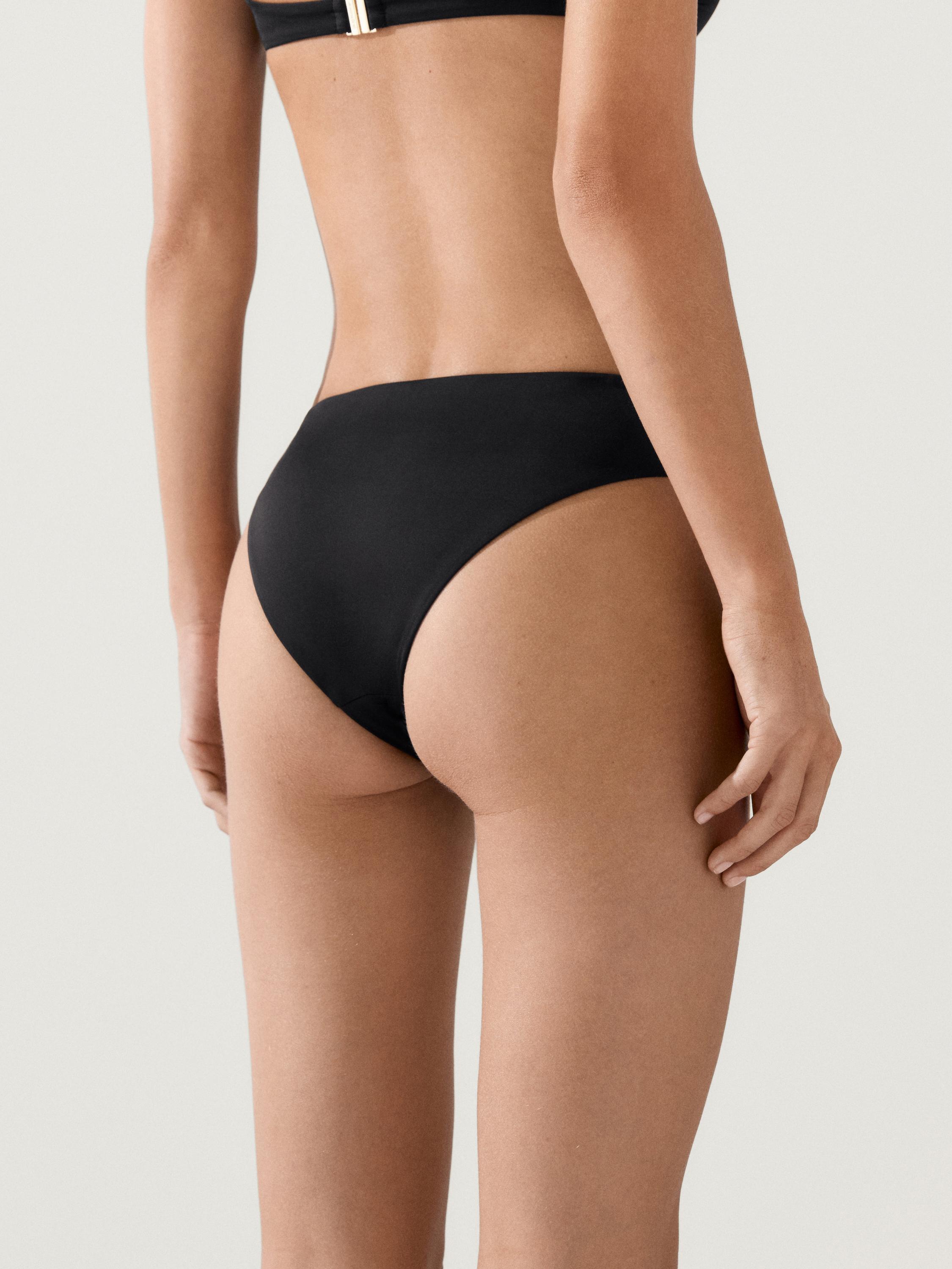 Bikini bottoms with rhinestone detail — BLACK