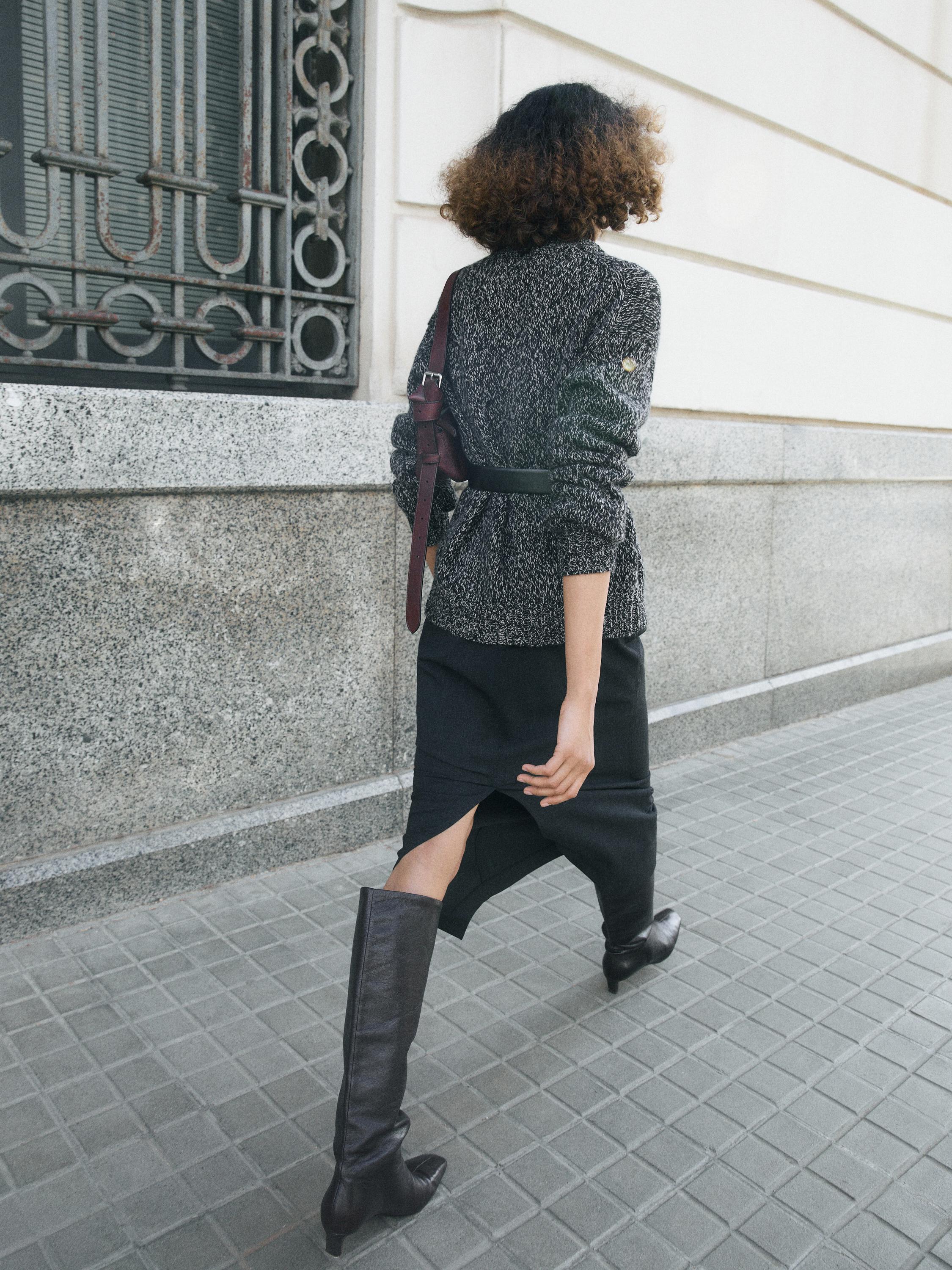 Cárdigan punto trenzado mezcla de lana