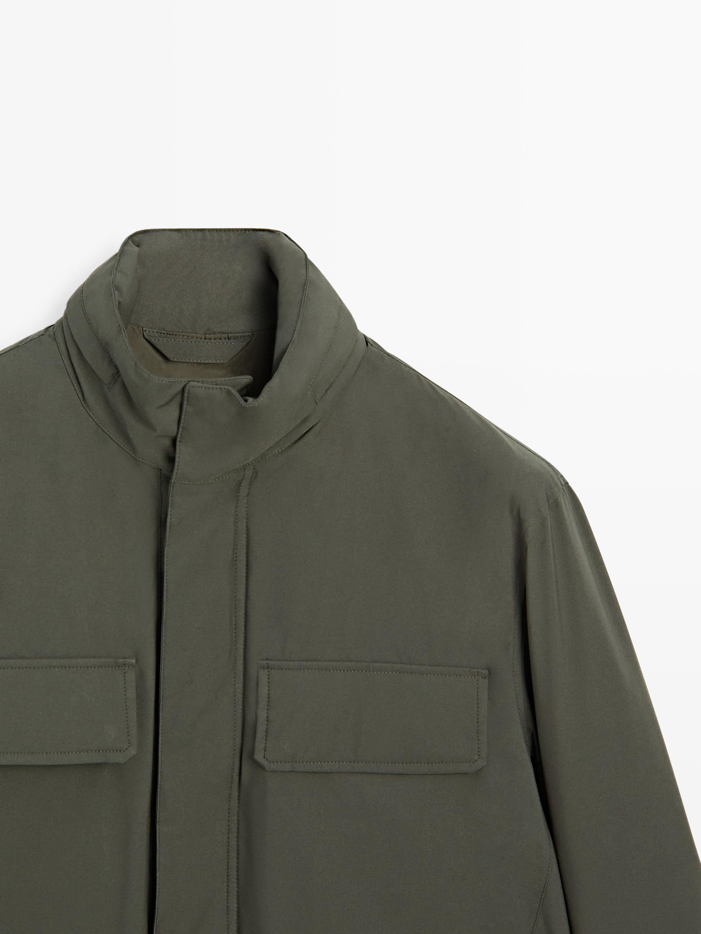 Water-repellent puffer jacket with pockets — BROWN