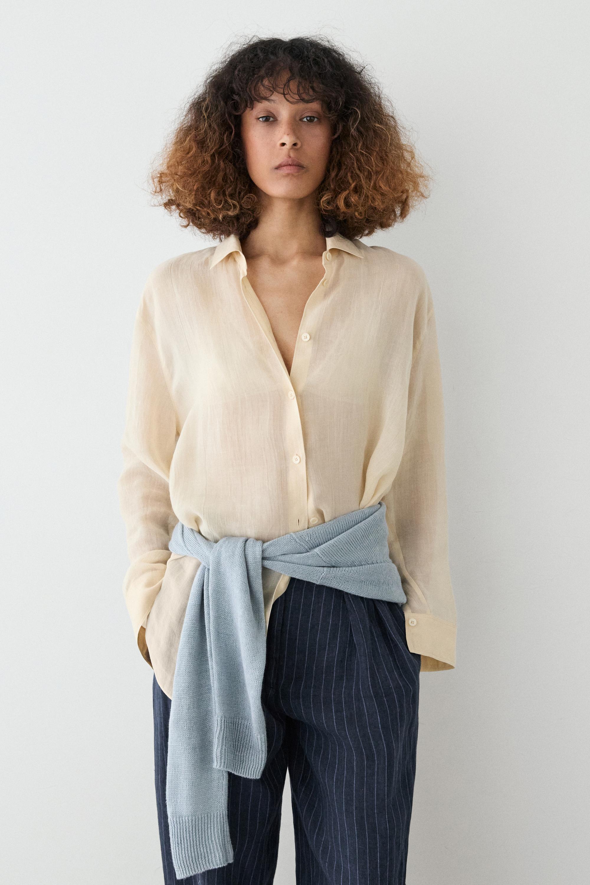 Flowing 100% linen shirt — YELLOW