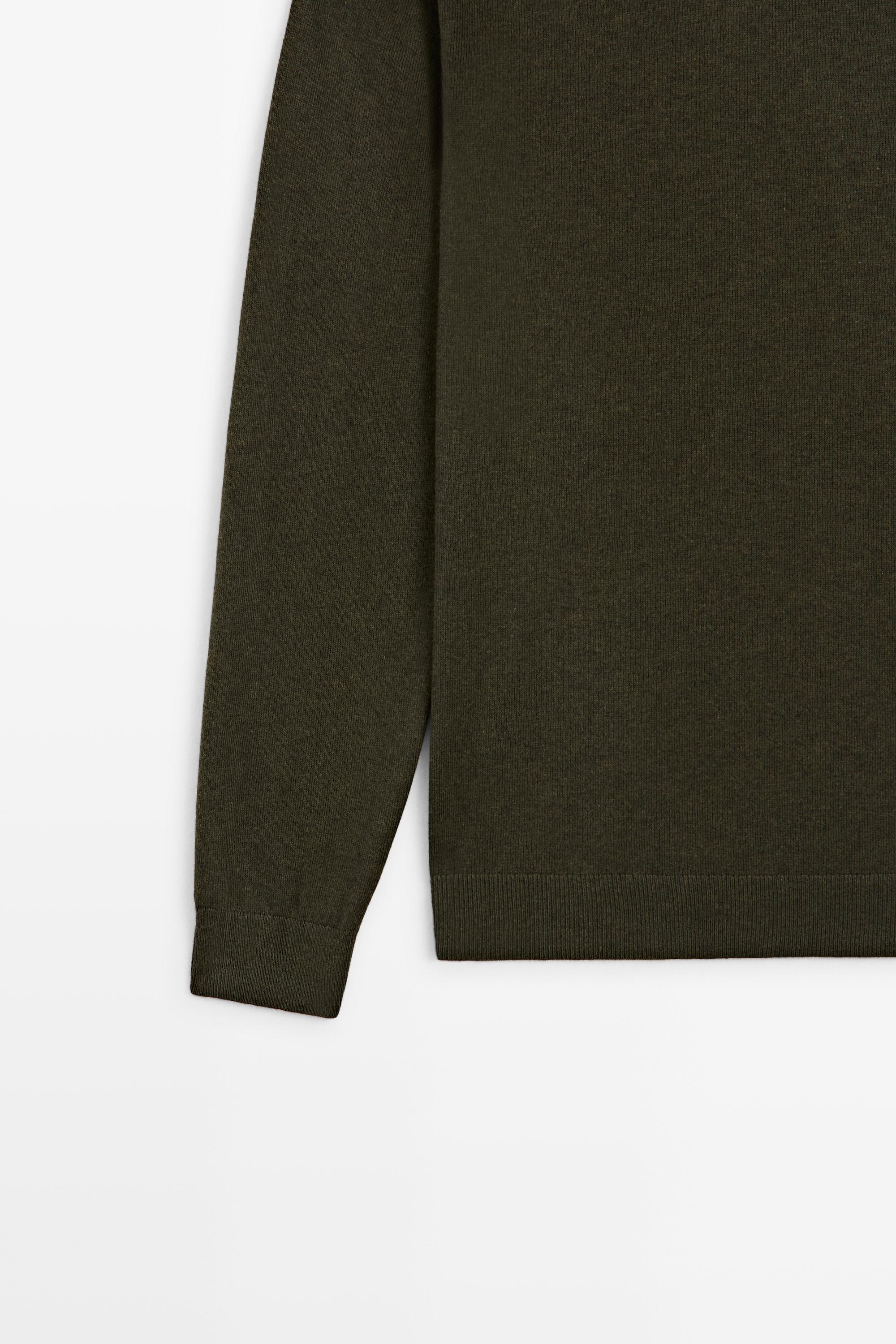 Cotton blend knit sweater — GREEN