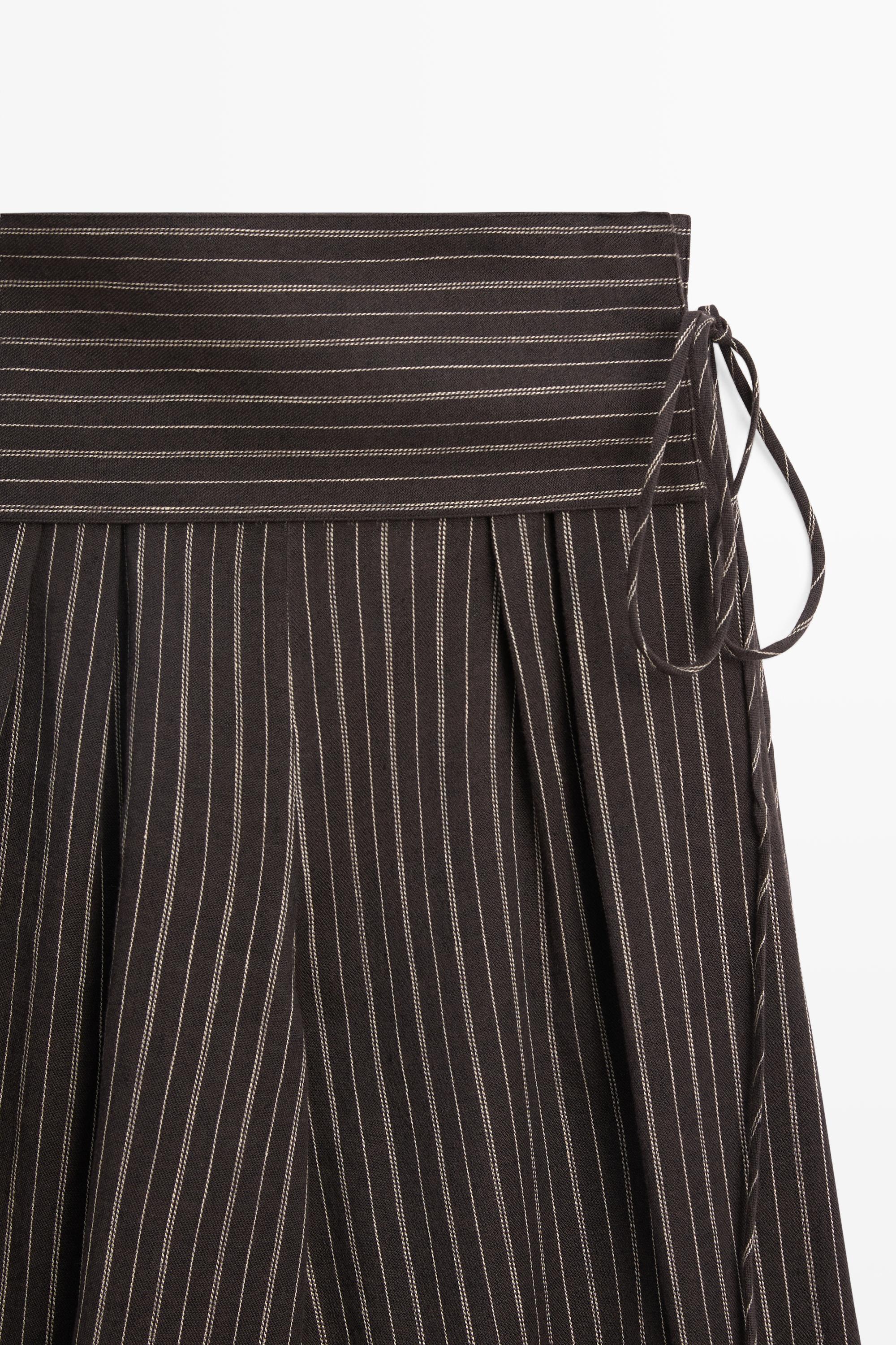Striped sarouel trousers with cummerbund detail — BROWN