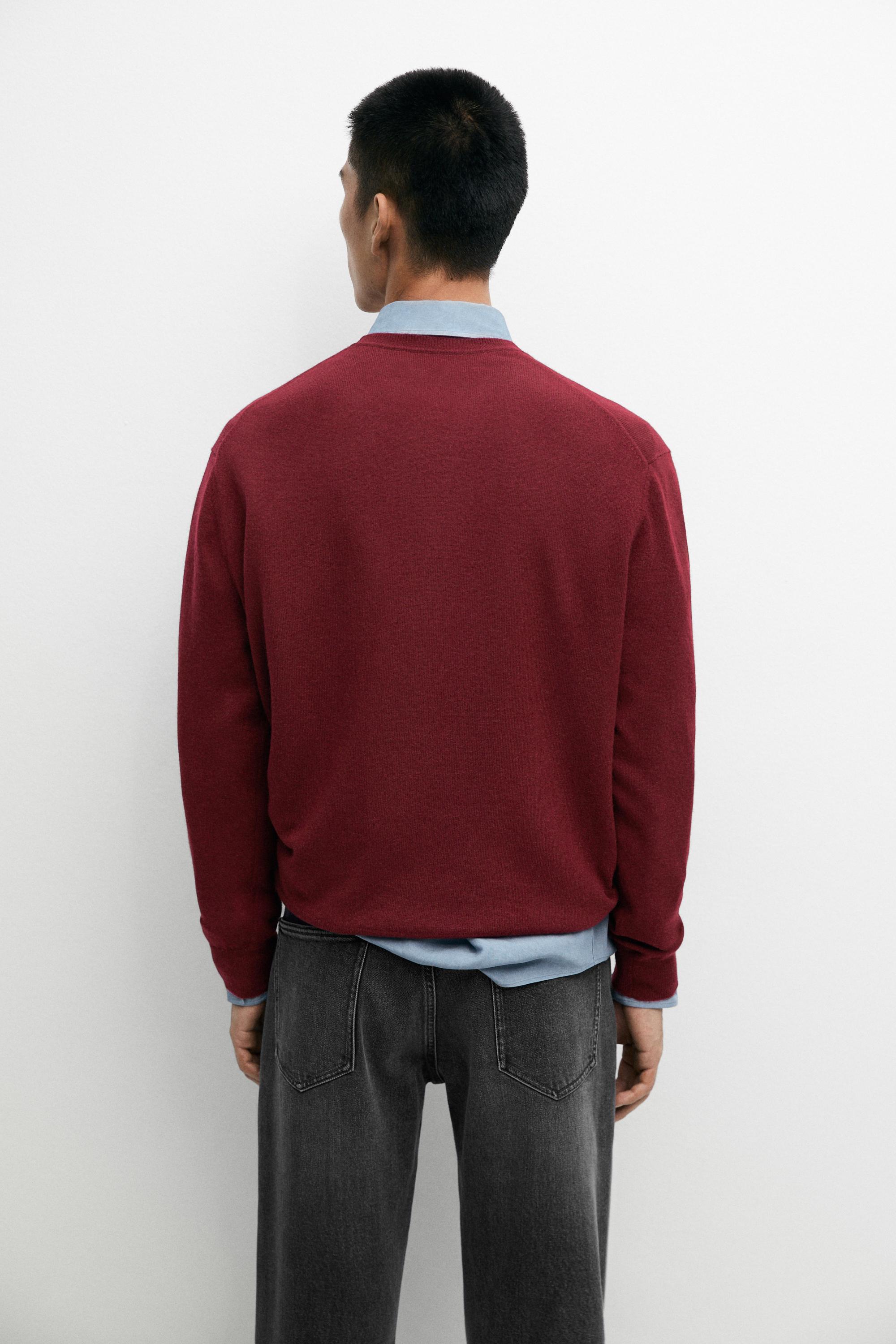 100% cashmere ribbed knit sweater — DARK PINK