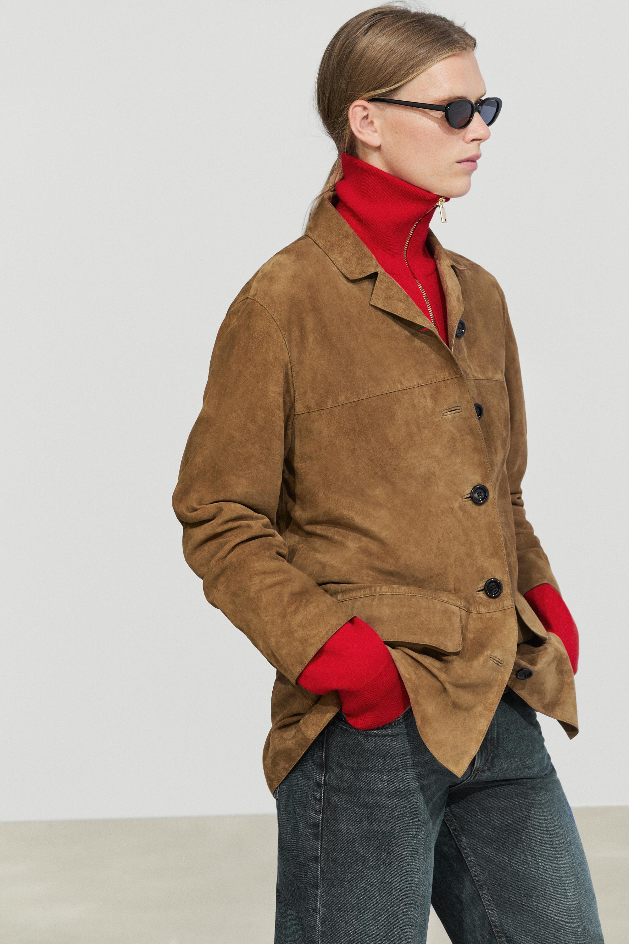 Suede lapel blazer — SAND