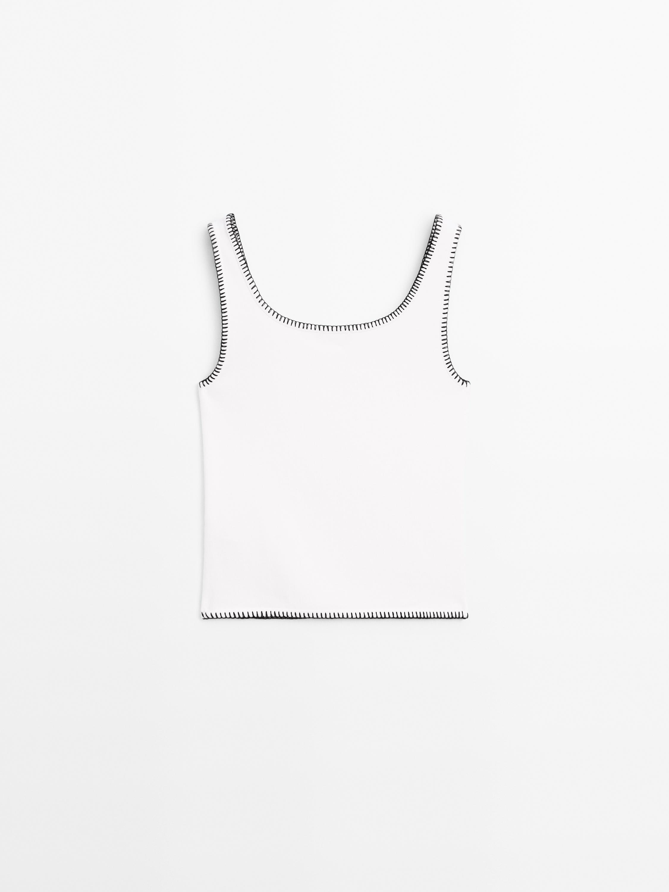 Strappy top with contrast detail